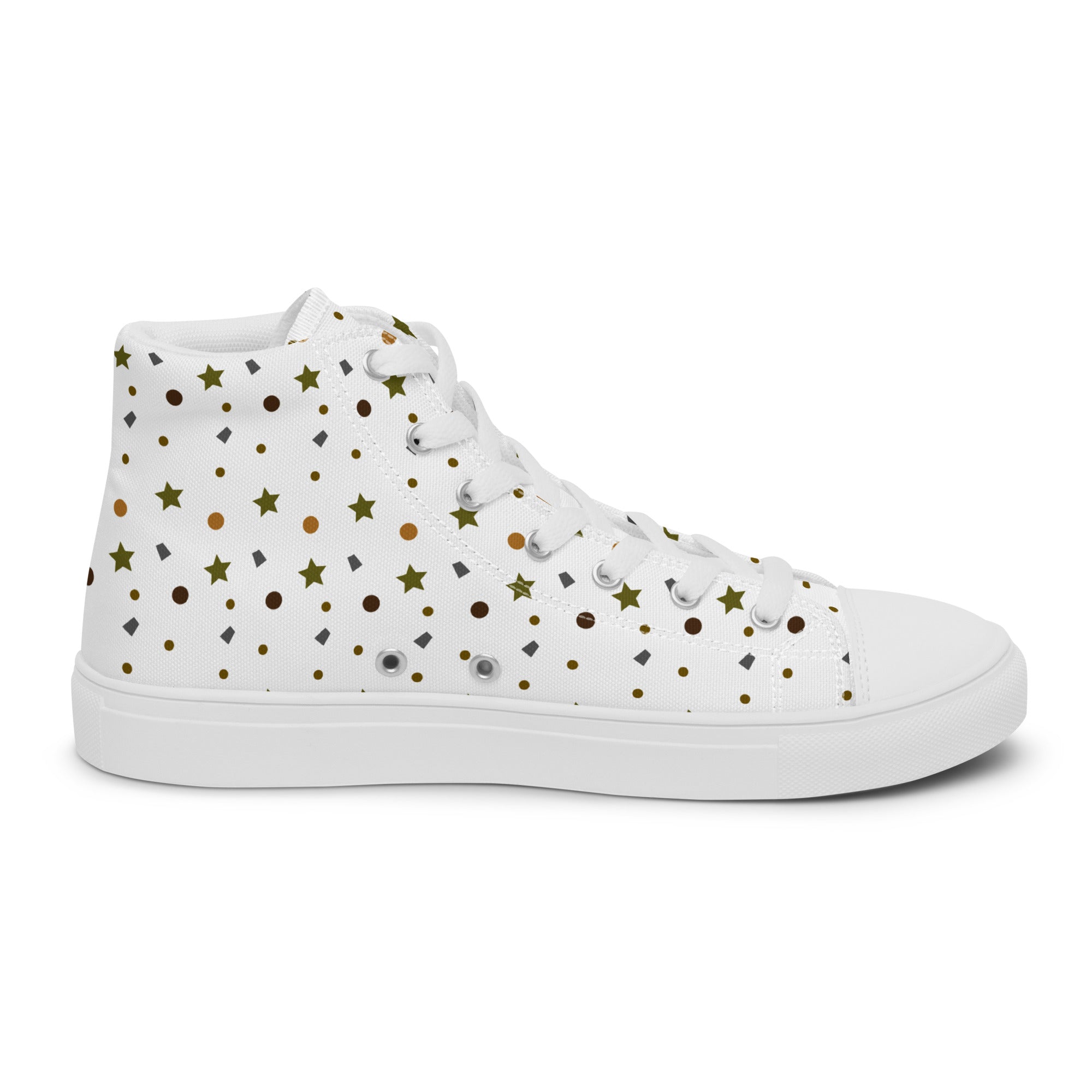 Men’s Geometric Print High-Top Sneakers, Casual Canvas Shoes