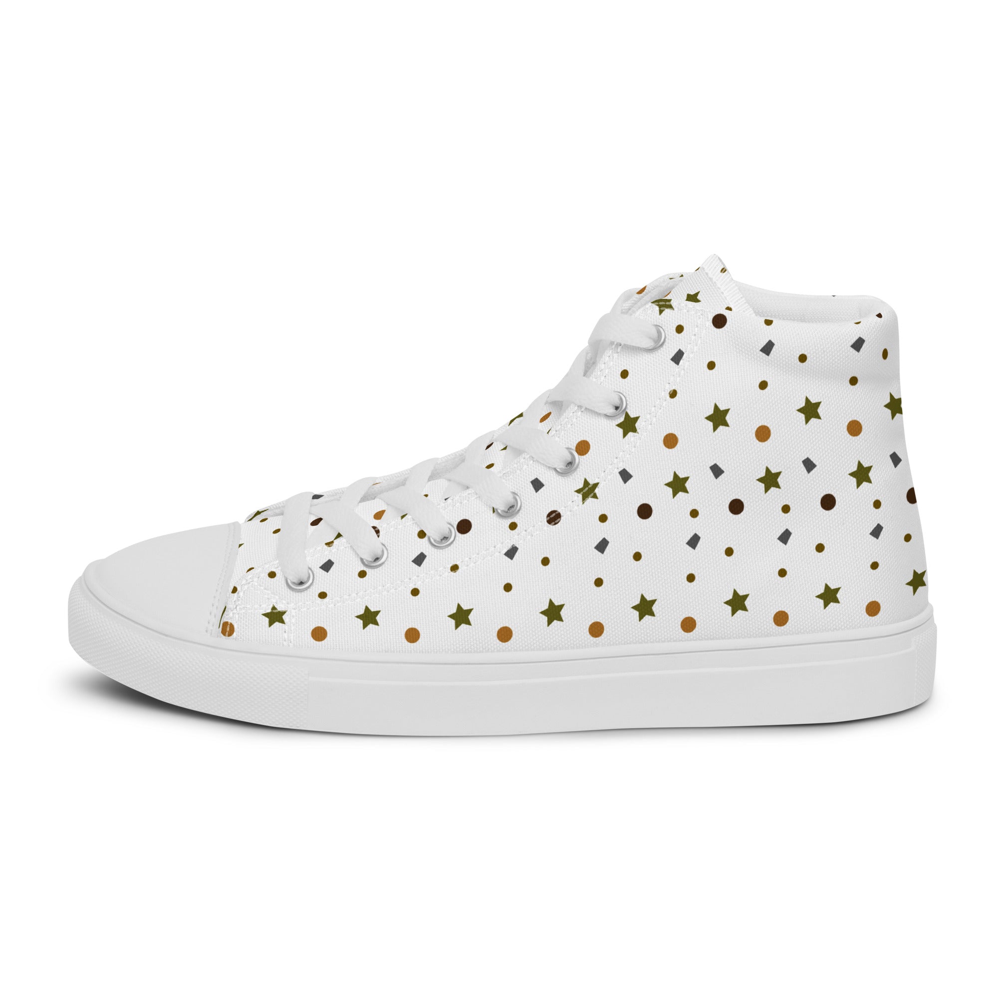 Men’s Geometric Print High-Top Sneakers, Casual Canvas Shoes