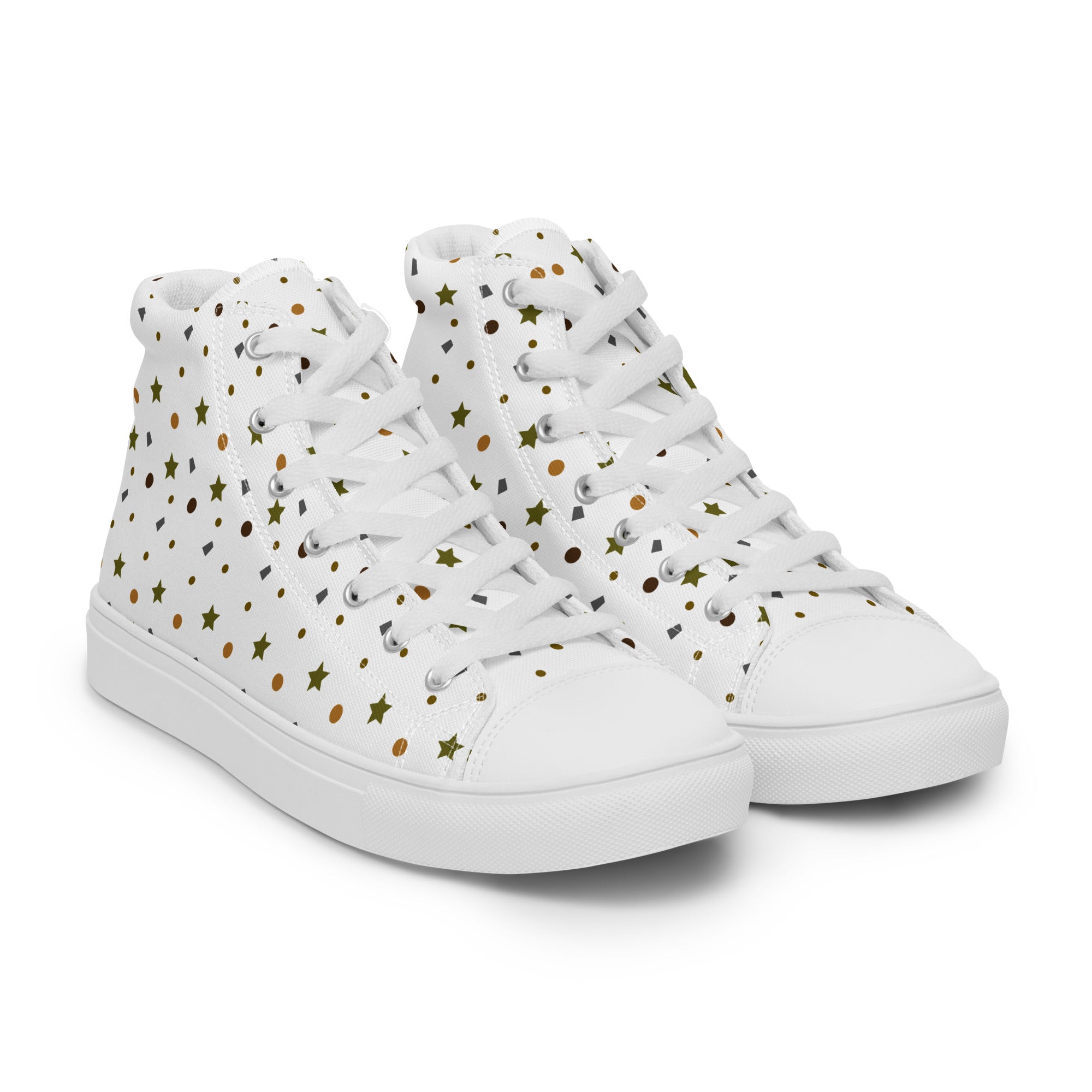 Men’s Geometric Print High-Top Sneakers, Casual Canvas Shoes