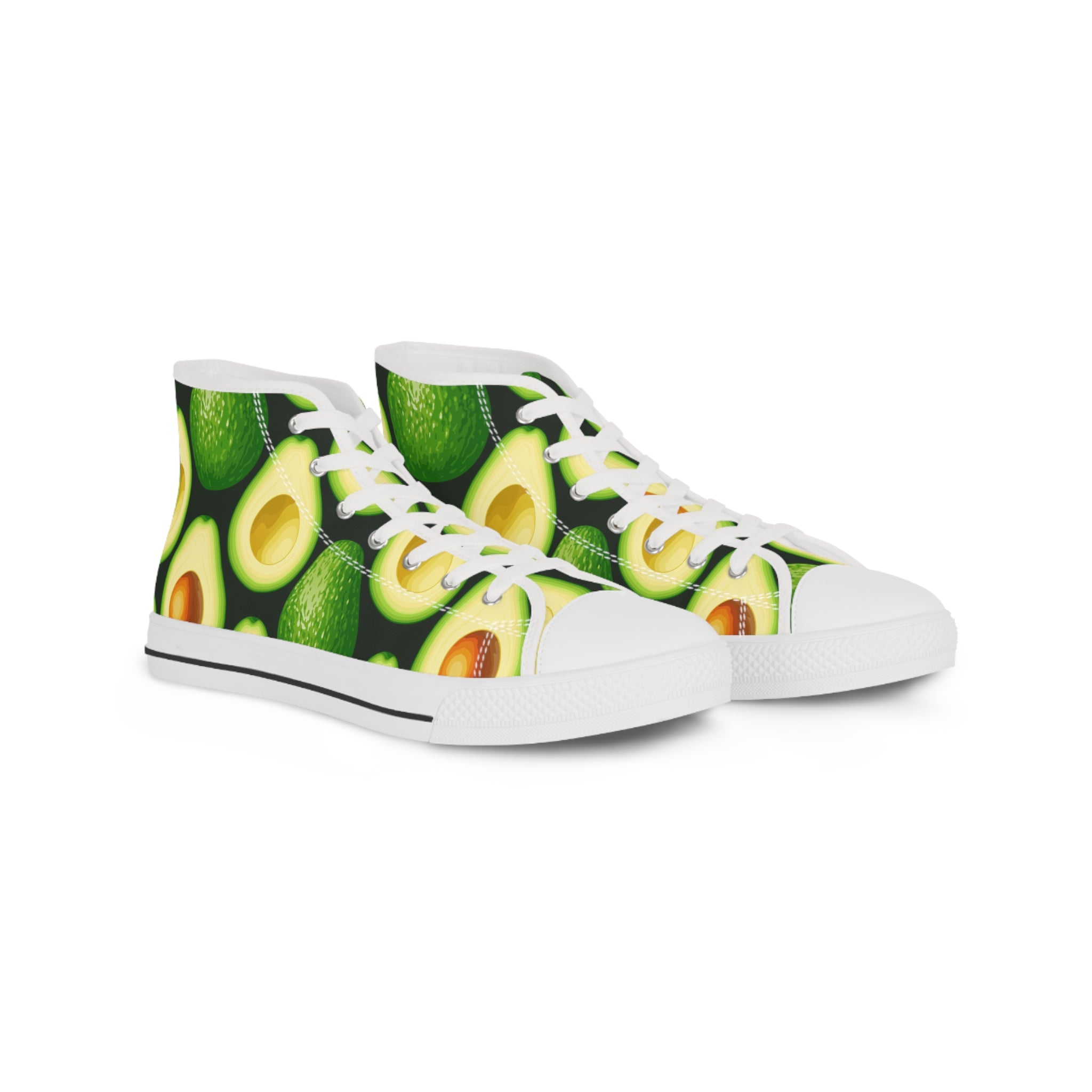 Mens High Top Canvas Sneakers With Avocado Print Fresh And Fun Design 8Lm9K