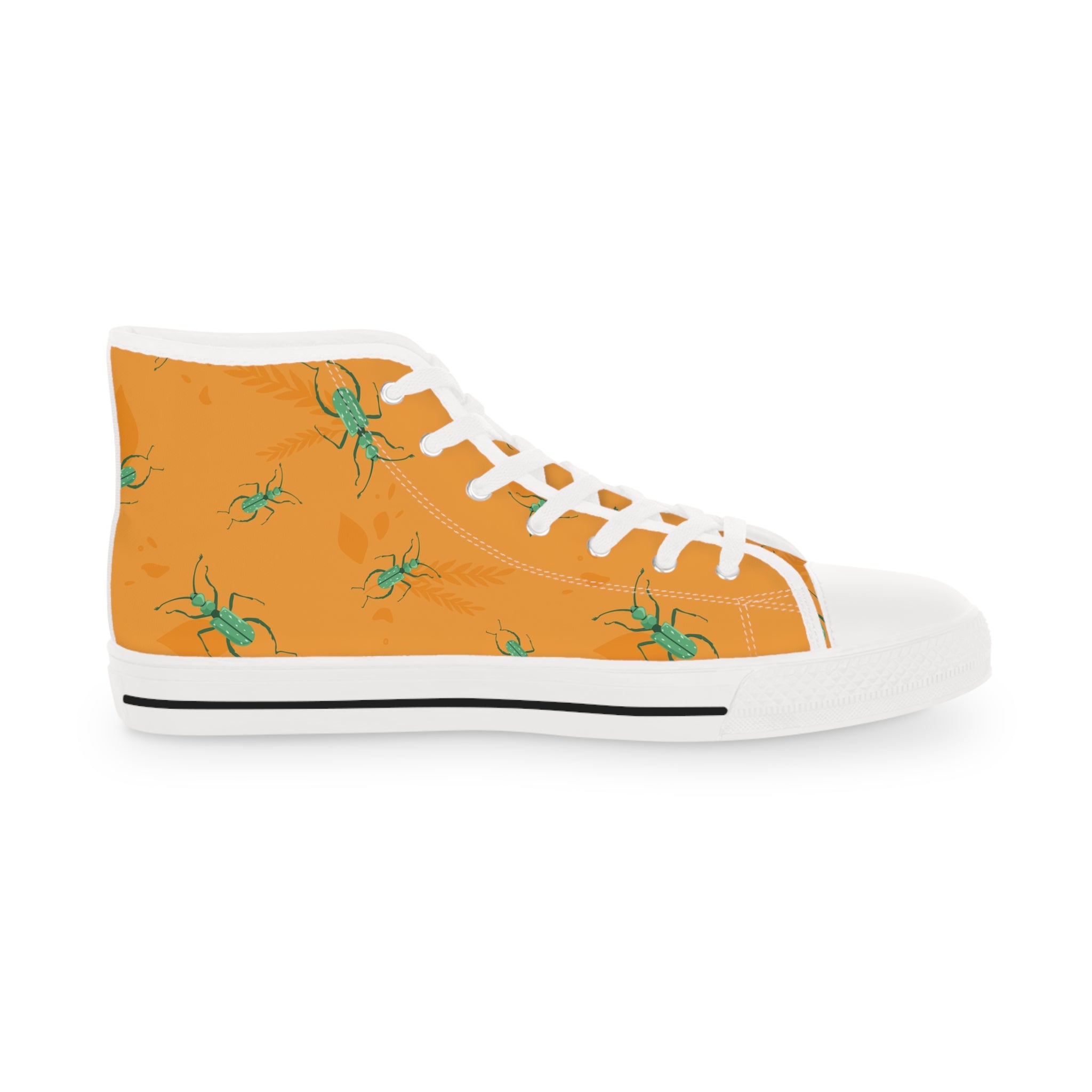 Men’s High-Top Canvas Sneakers with Beetle Print – Bold & Artistic