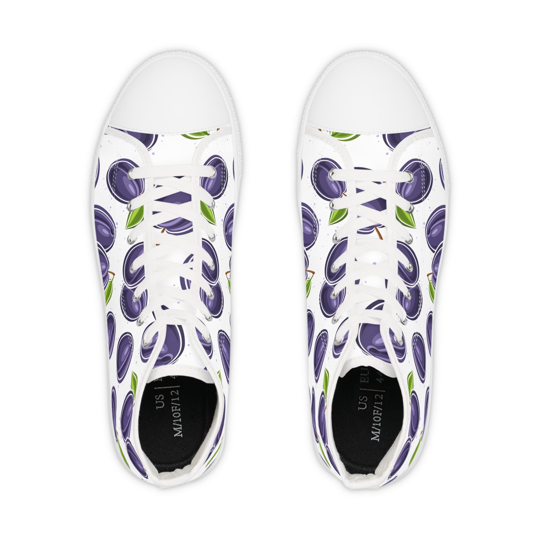 Men’s High-Top Canvas Sneakers with Bold Plum Print – Fun & Unique