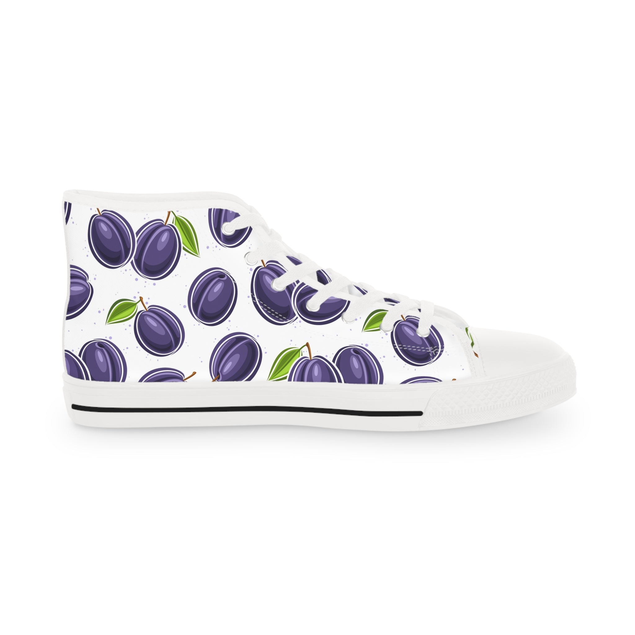 Men’s High-Top Canvas Sneakers with Bold Plum Print – Fun & Unique