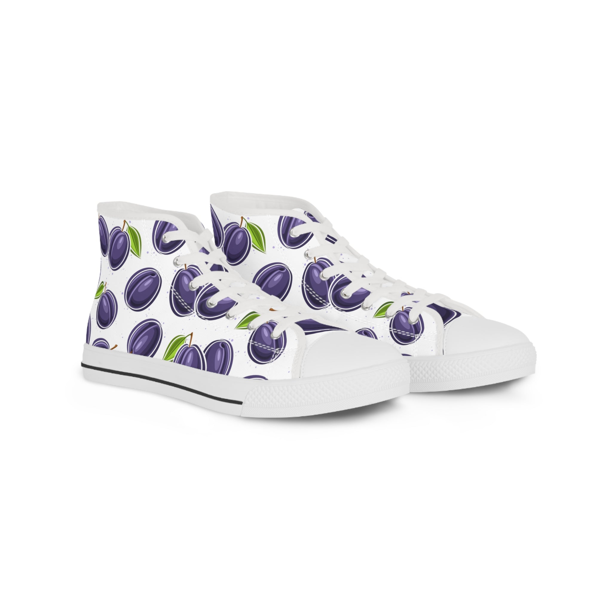 Mens High Top Canvas Sneakers With Bold Plum Print Fun Unique