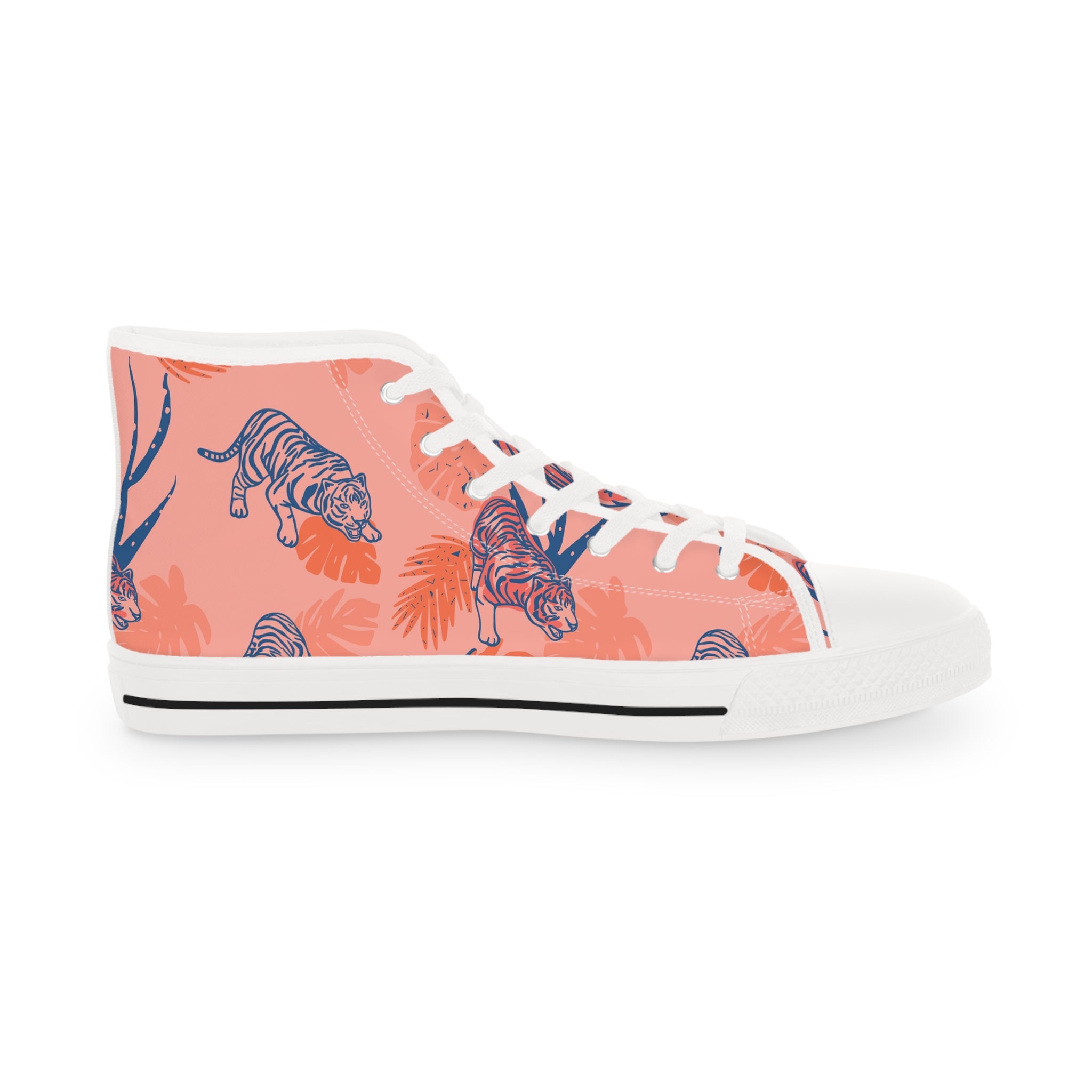 Men’s High-Top Canvas Sneakers with Bold Tiger Print – Stylish and Durable Footwear