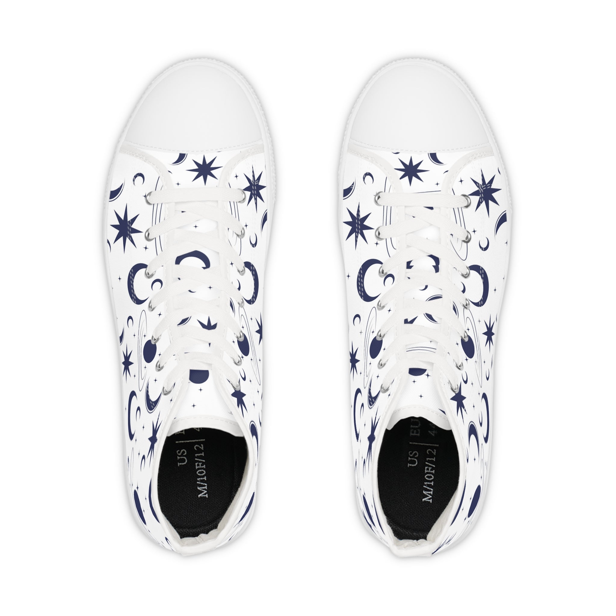 Men’s High-Top Canvas Sneakers with Celestial Print – Cosmic and Stylish Canvas Shoes