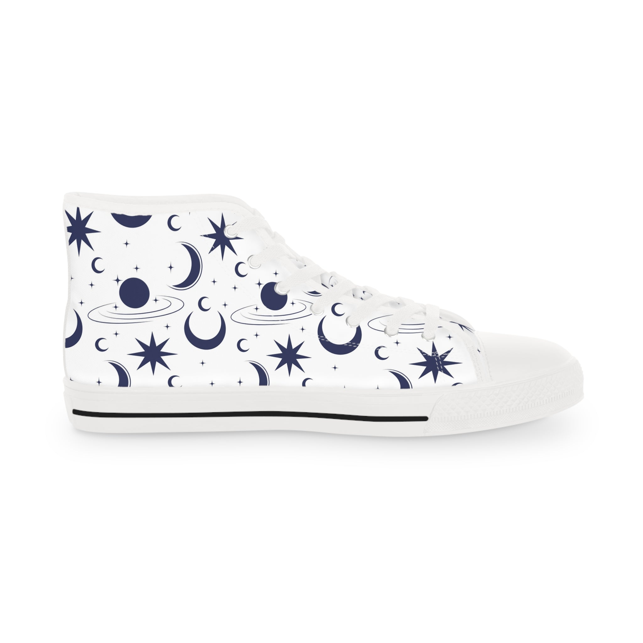 Men’s High-Top Canvas Sneakers with Celestial Print – Cosmic and Stylish Canvas Shoes