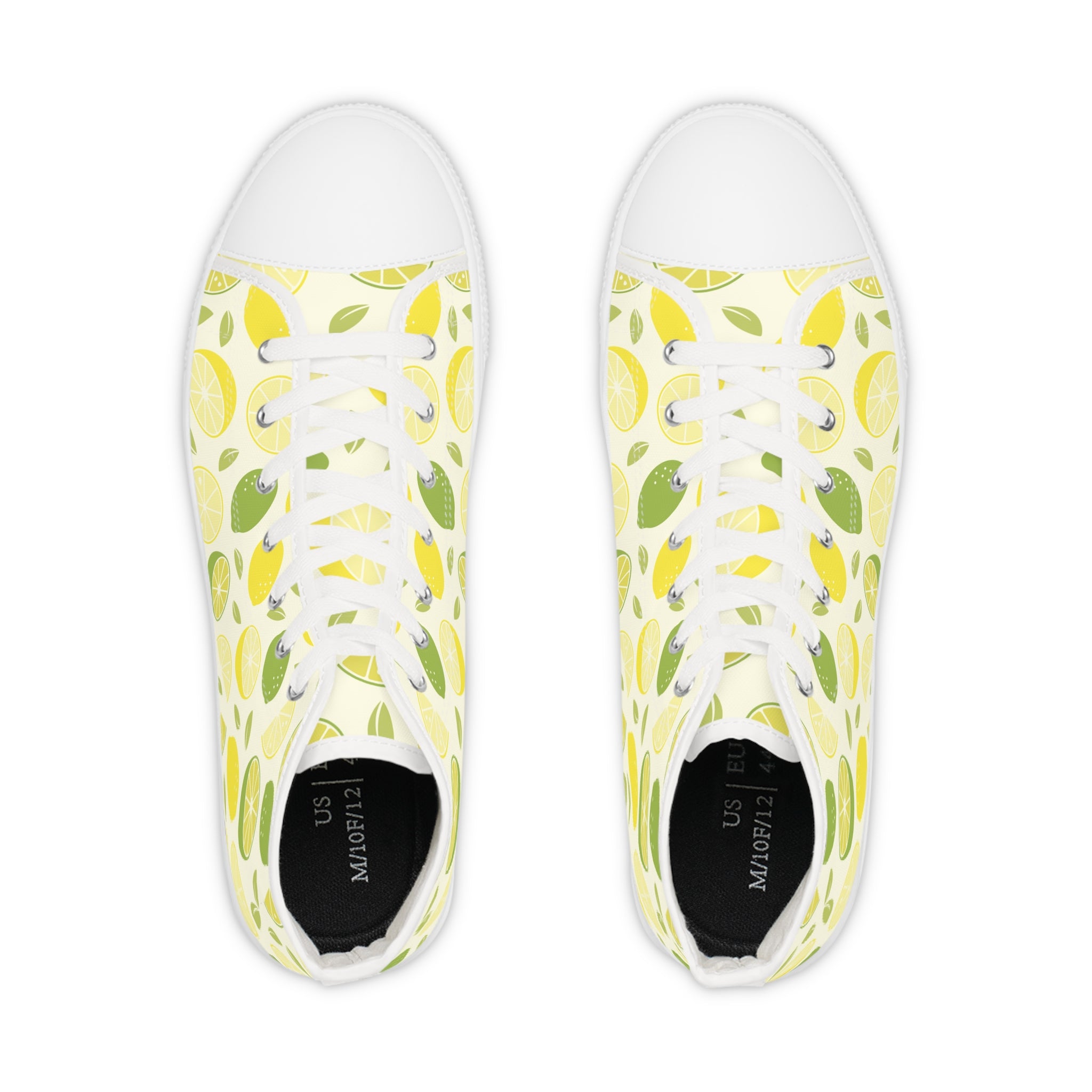 Men’s High-Top Canvas Sneakers with Citrus Lemon and Lime Print – Fresh and Stylish