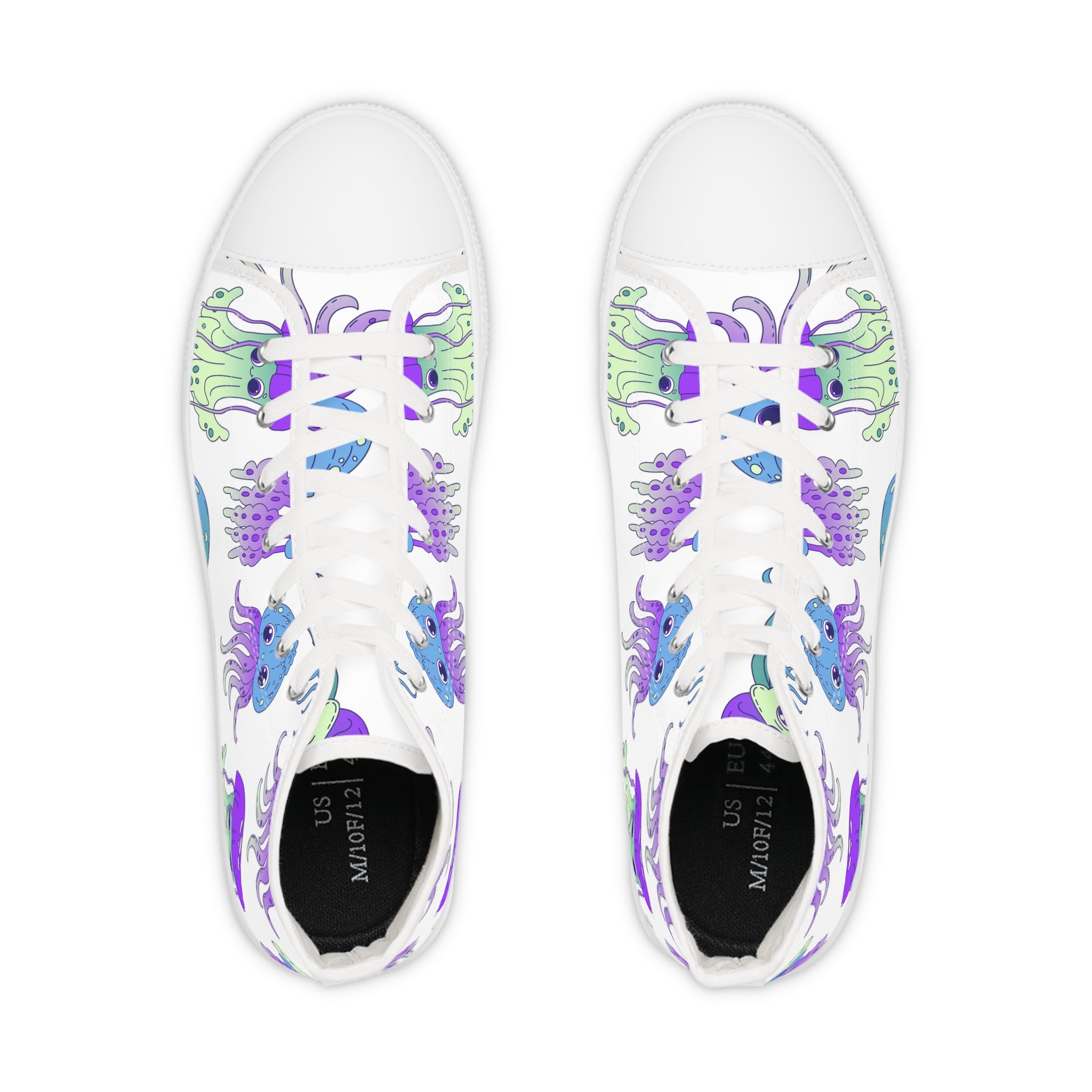 Men’s High-Top Canvas Sneakers with Colorful Jellyfish Pattern – Aquatic & Vibrant