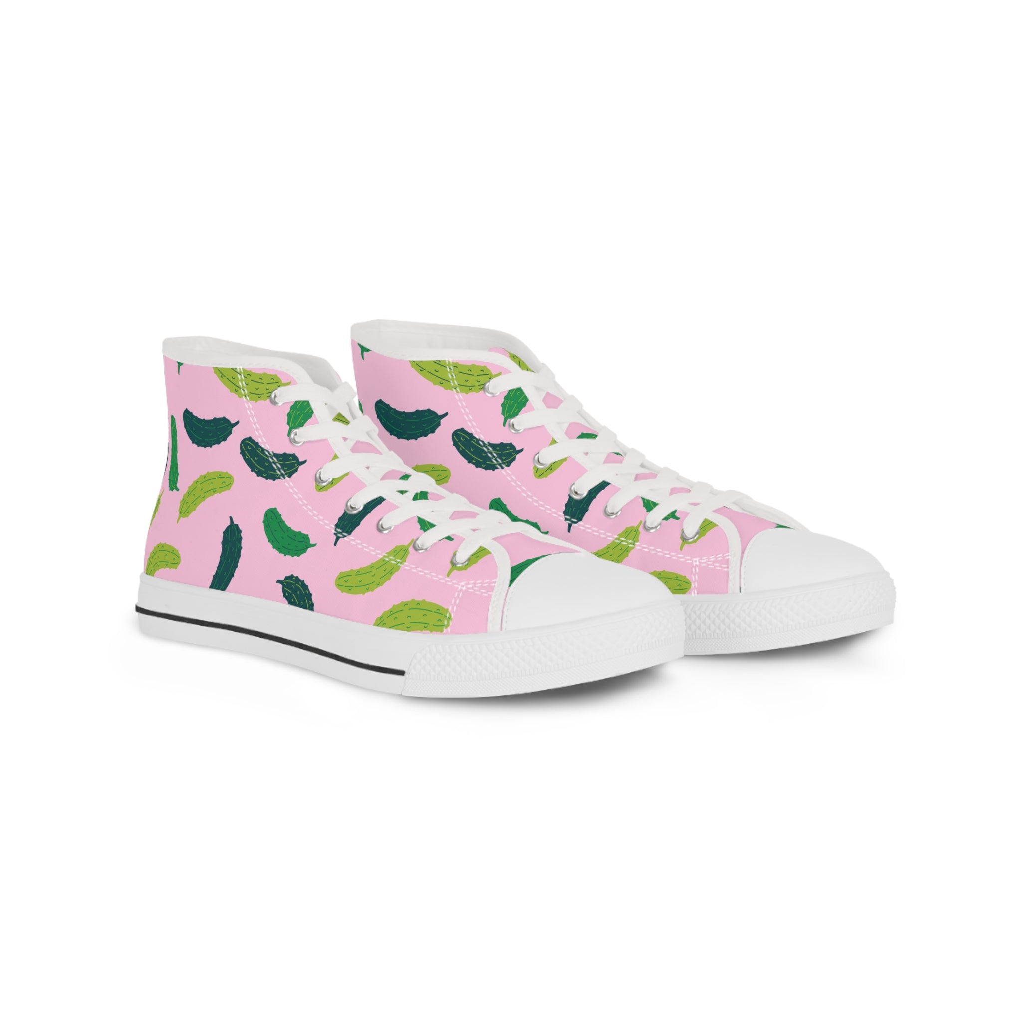 Mens High Top Canvas Sneakers With Cucumber Print Fresh Playful Kcvly