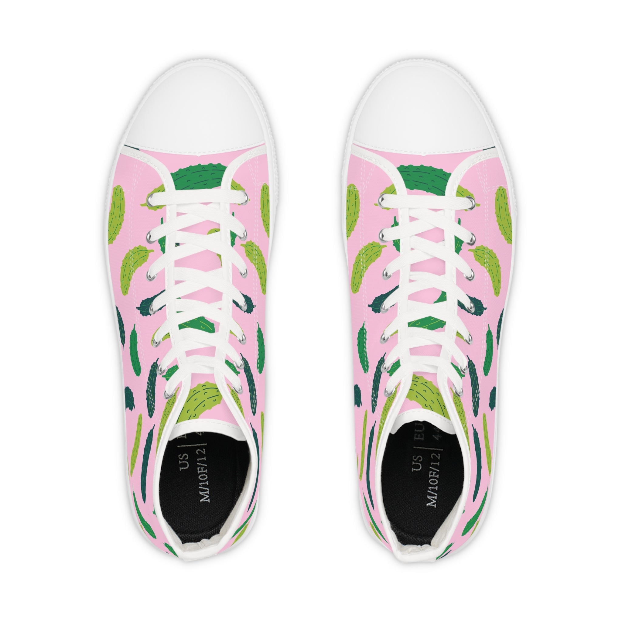 Men’s High-Top Canvas Sneakers with Cucumber Print – Fresh & Playful