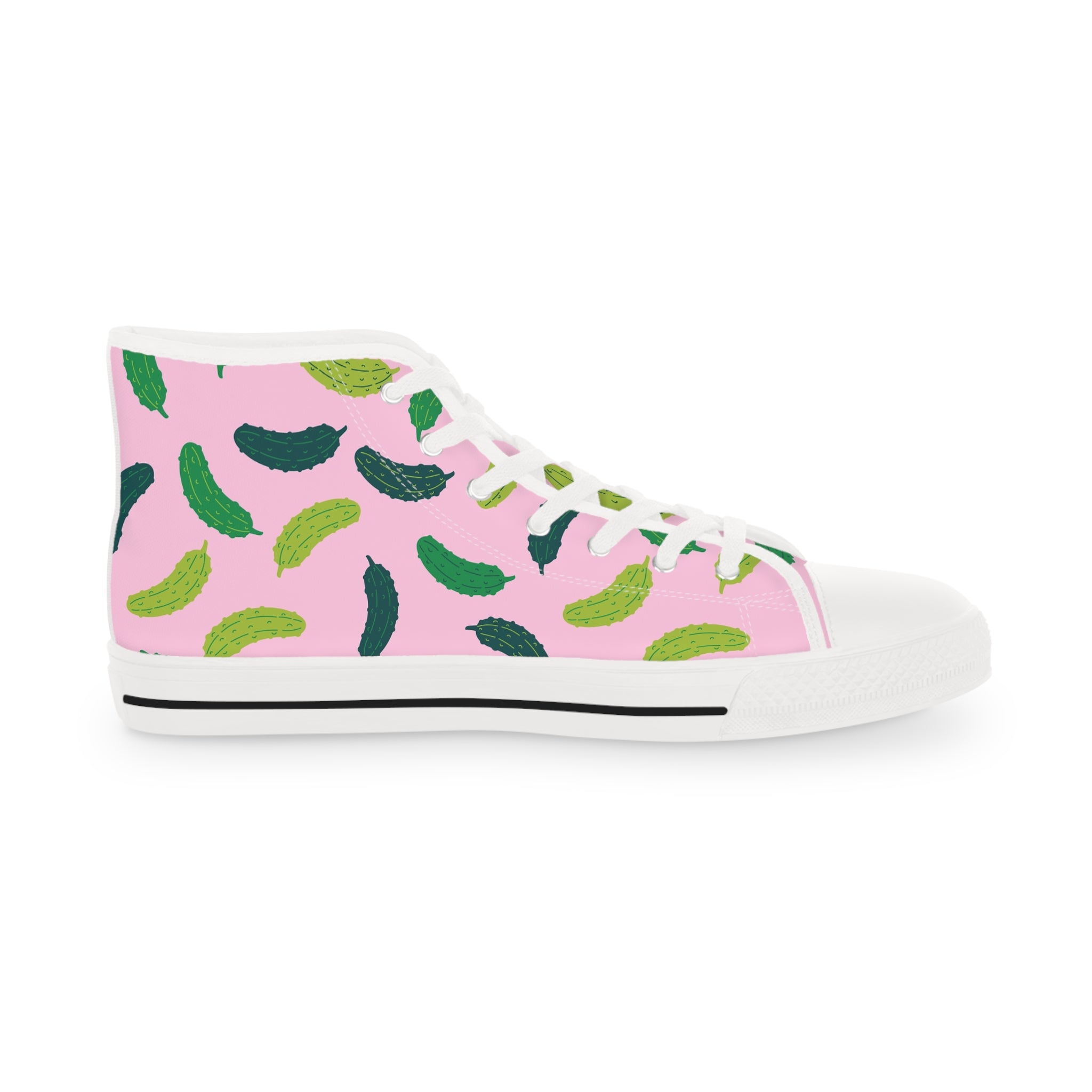 Men’s High-Top Canvas Sneakers with Cucumber Print – Fresh & Playful