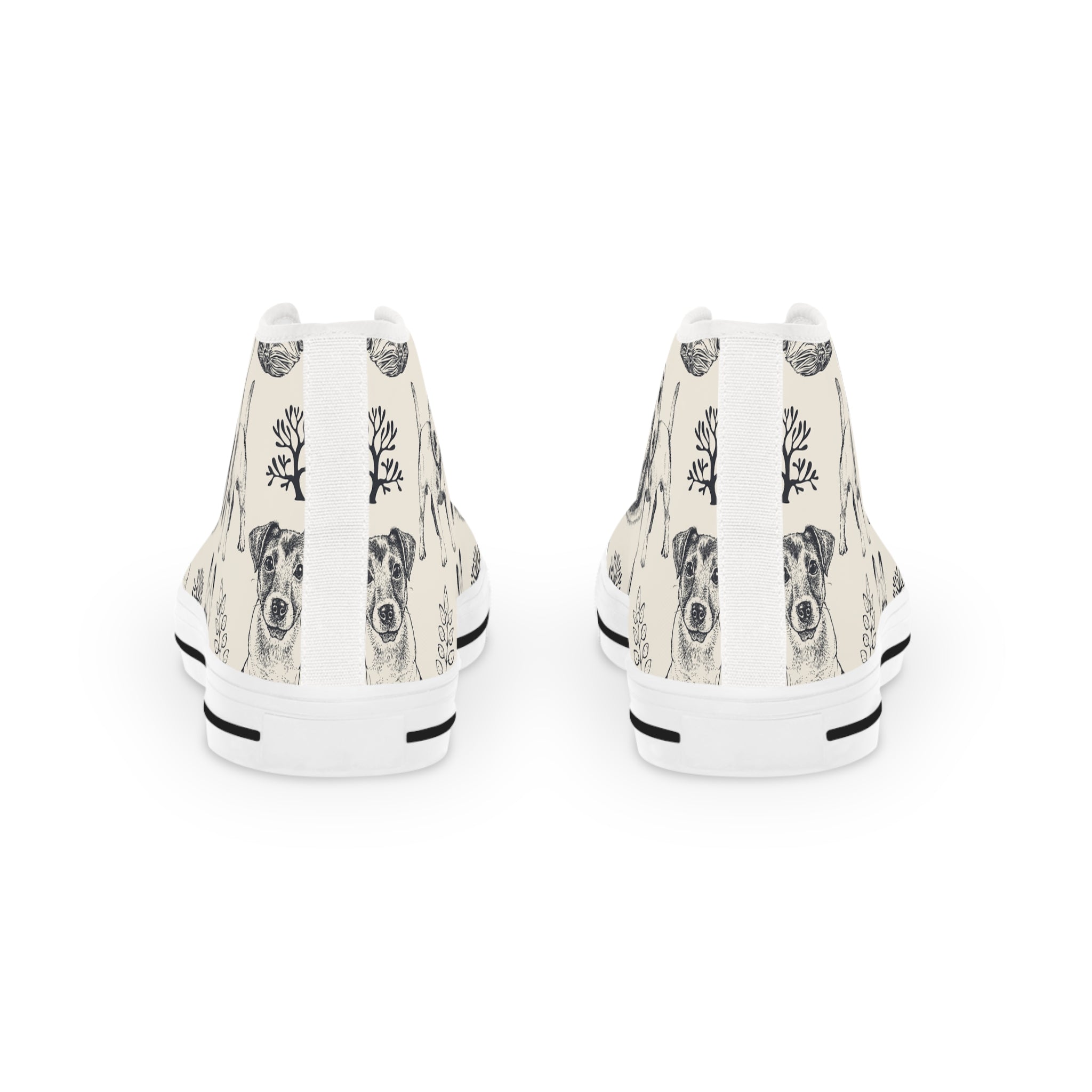 Men’s High-Top Canvas Sneakers with Dog Sketch Pattern – Unique & Artistic