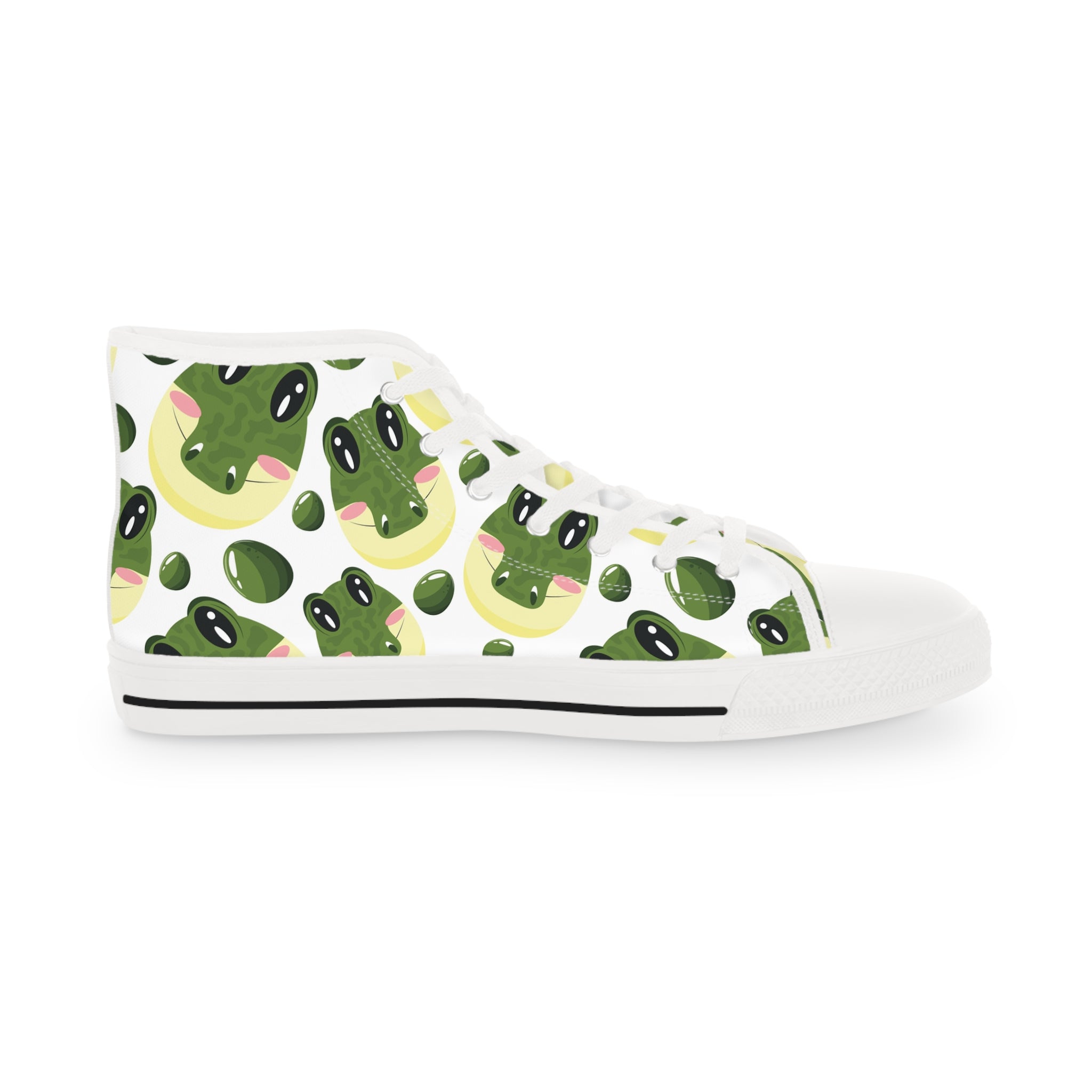 Men’s High-Top Canvas Sneakers with Frog Print – Playful & Nature-Inspired