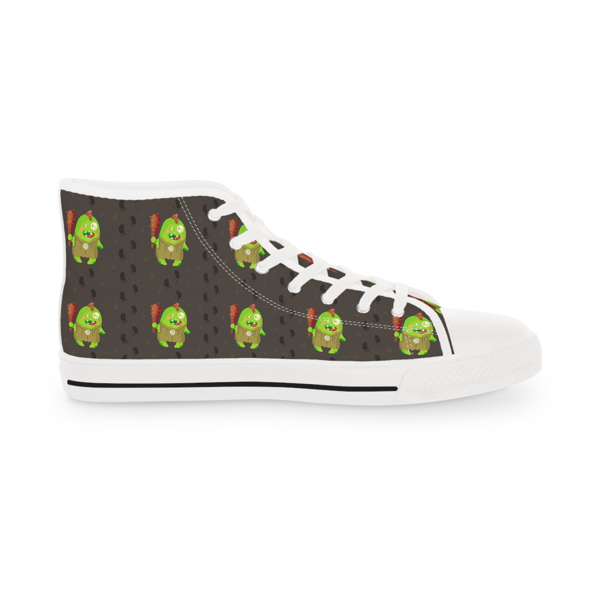 Men’s High-Top Canvas Sneakers with Fun Avocado Warrior Print