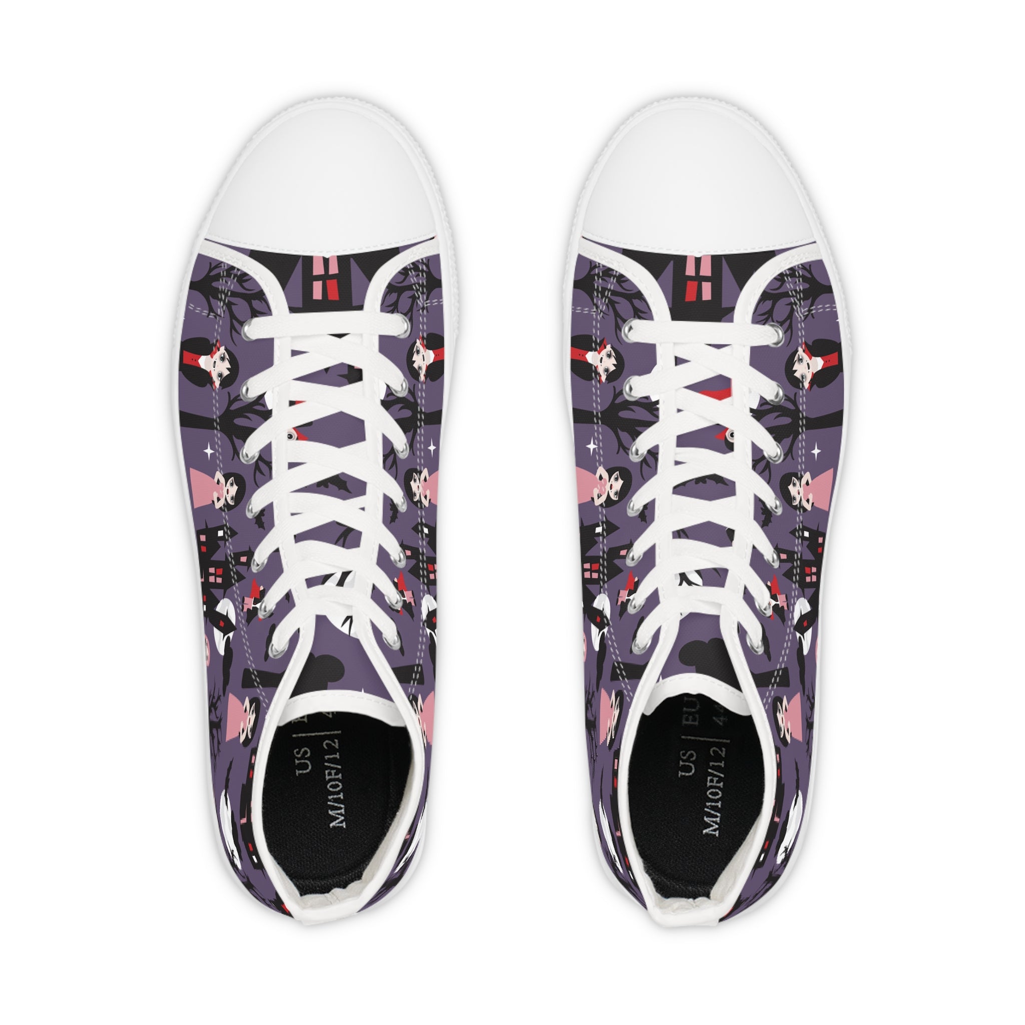 Men’s High-Top Canvas Sneakers with Gothic Cartoon Print – Unique and Edgy Design