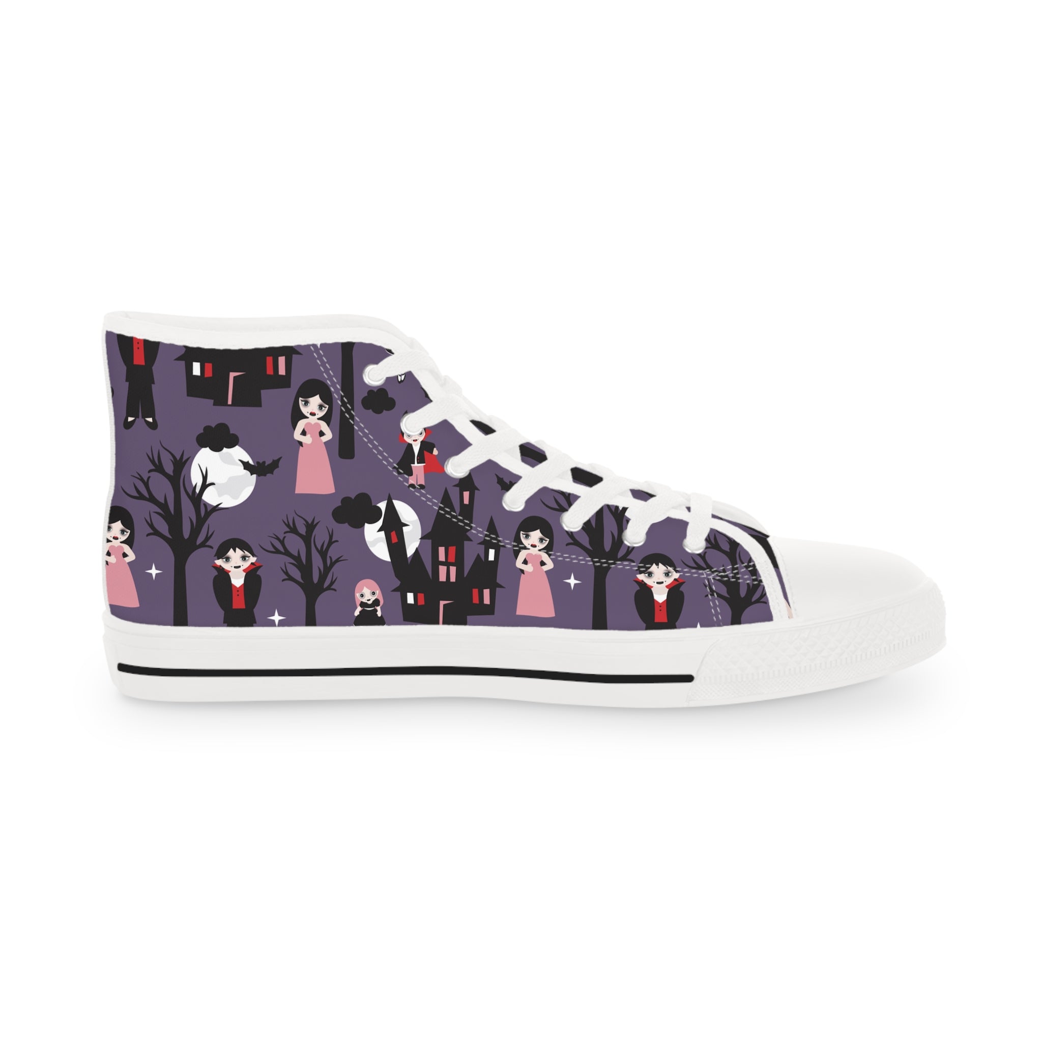 Men’s High-Top Canvas Sneakers with Gothic Cartoon Print – Unique and Edgy Design