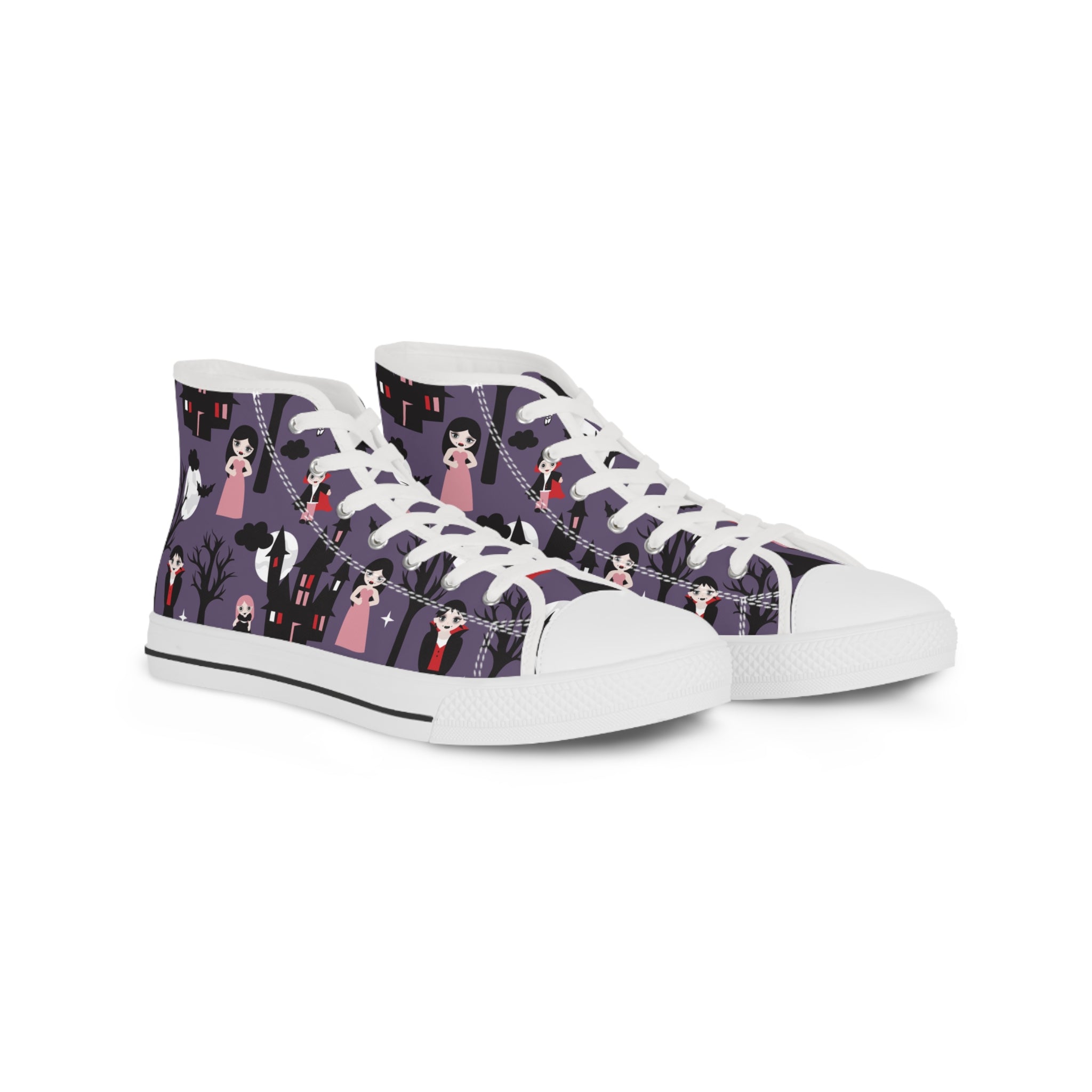 Mens High Top Canvas Sneakers With Gothic Cartoon Print Unique And Edgy Design Ptw9Z