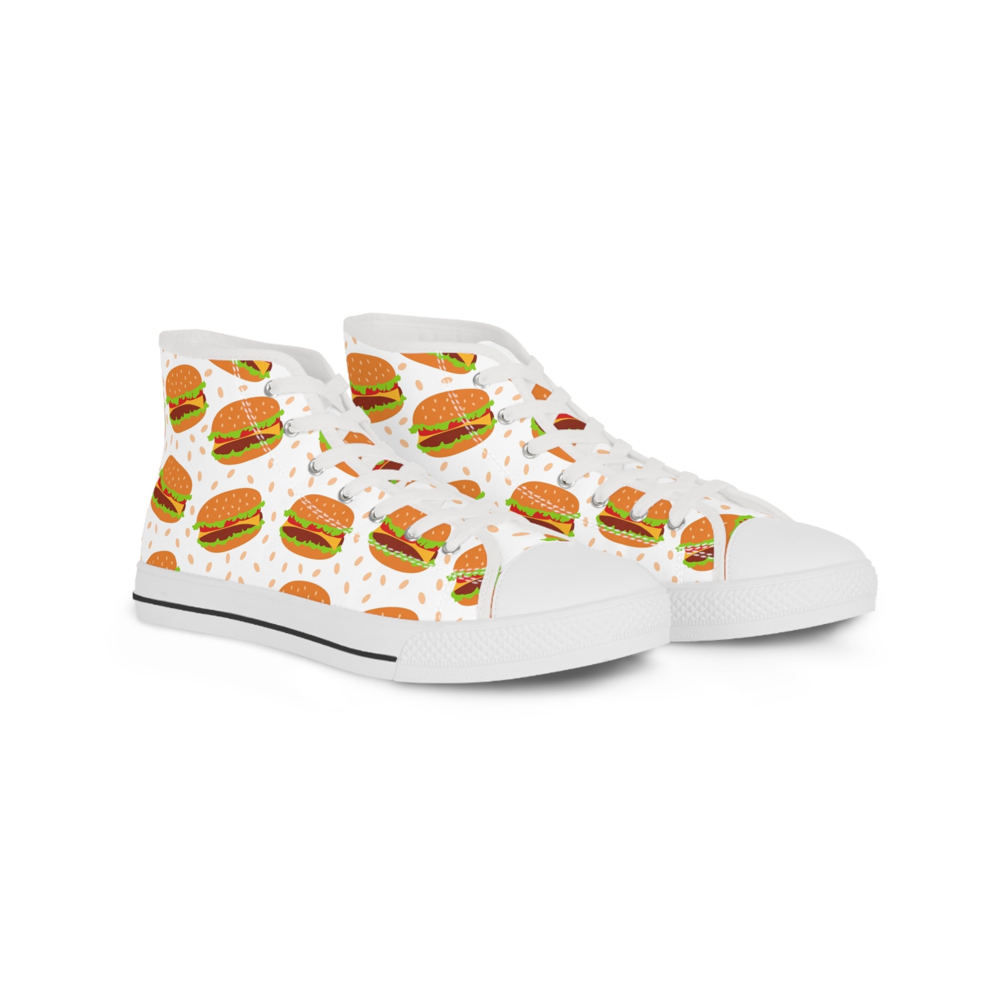 Mens High Top Canvas Sneakers With Hamburger Print Fun Food Inspired A5Ofr