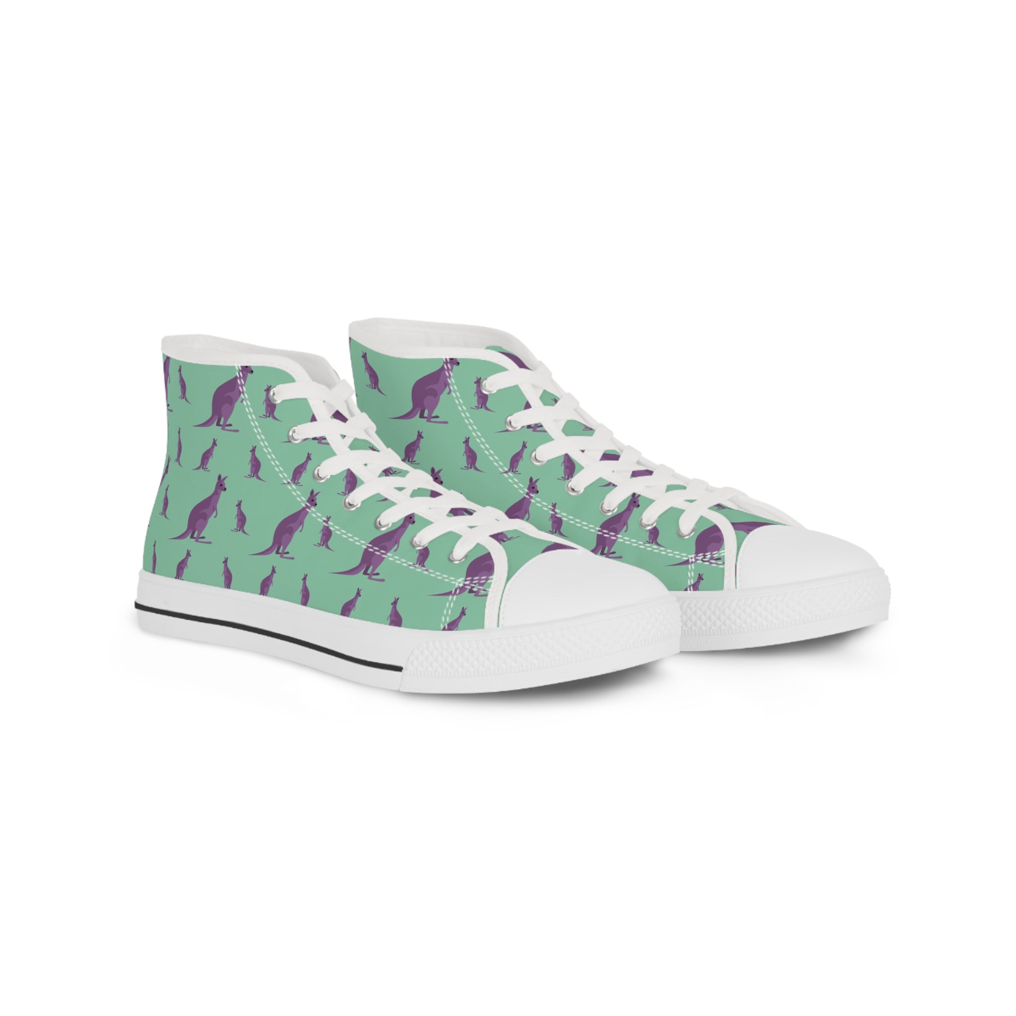 Mens High Top Canvas Sneakers With Kangaroo Print Unique And Playful Canvas Shoes