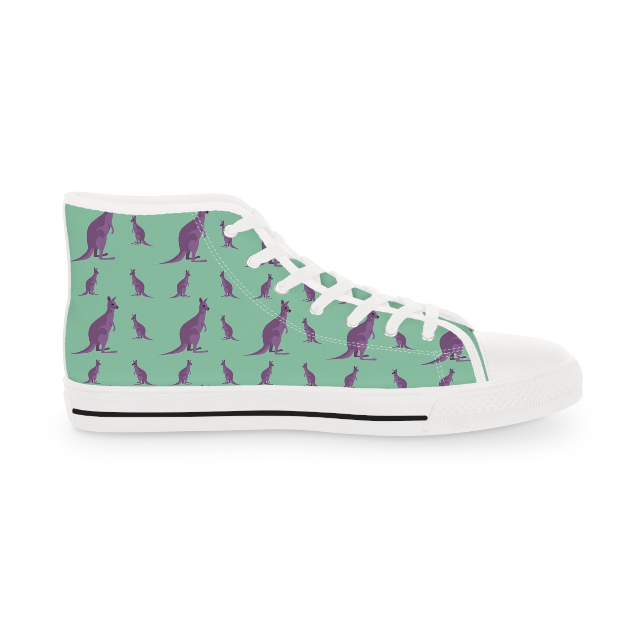 Men’s High-Top Canvas Sneakers with Kangaroo Print – Unique and Playful Canvas Shoes