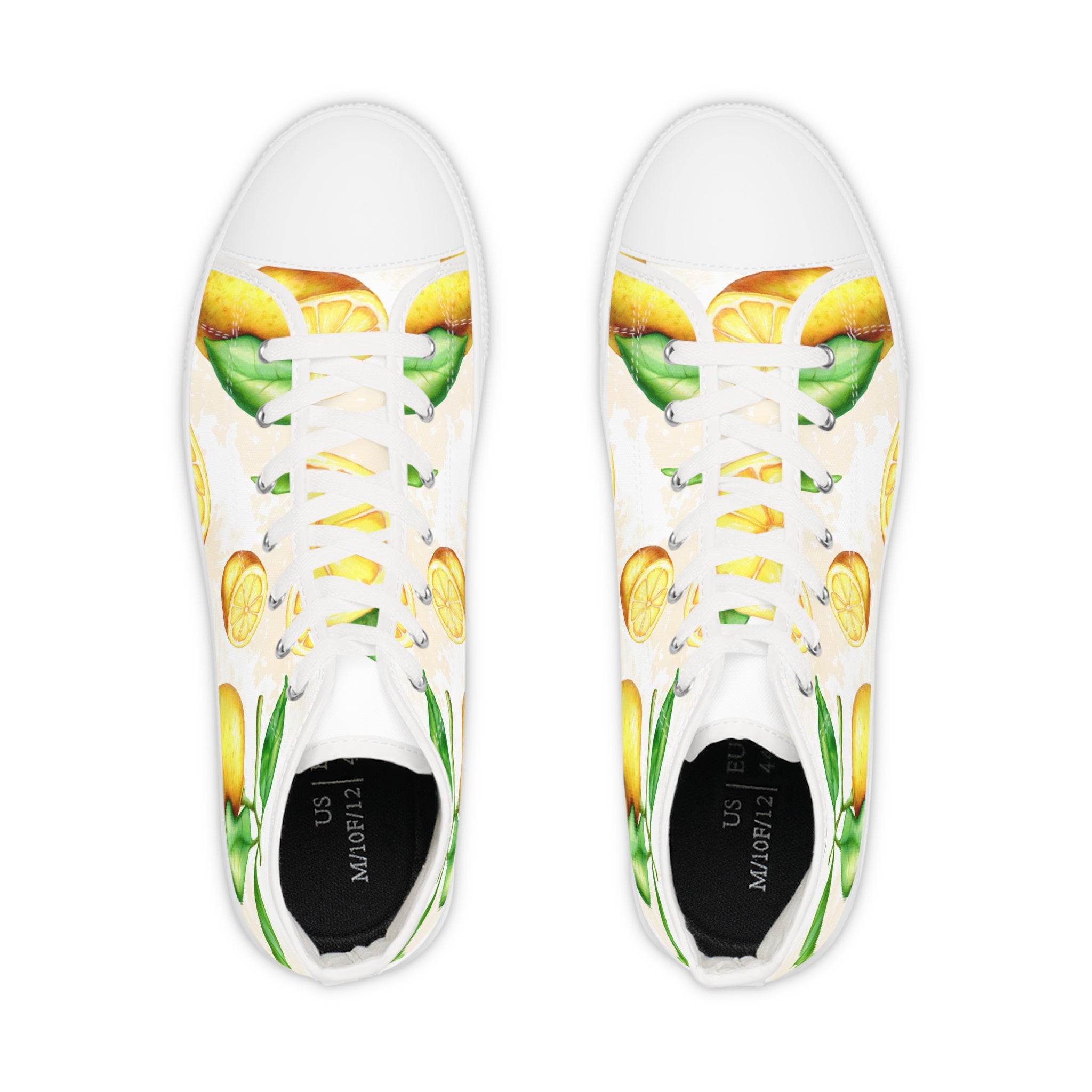 Men’s High-Top Canvas Sneakers with Lemon Branch Print – Fresh and Natural