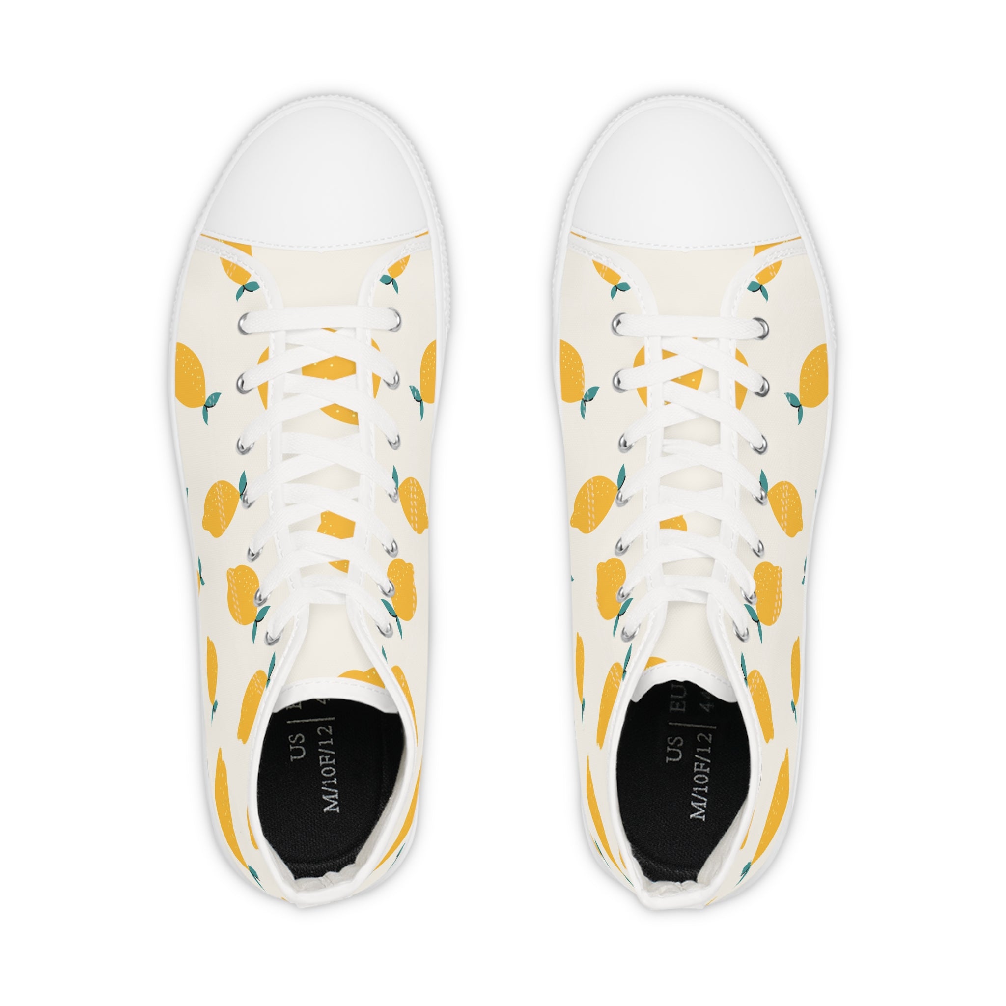 Men’s High-Top Canvas Sneakers with Lemon Print – Fresh and Vibrant Design