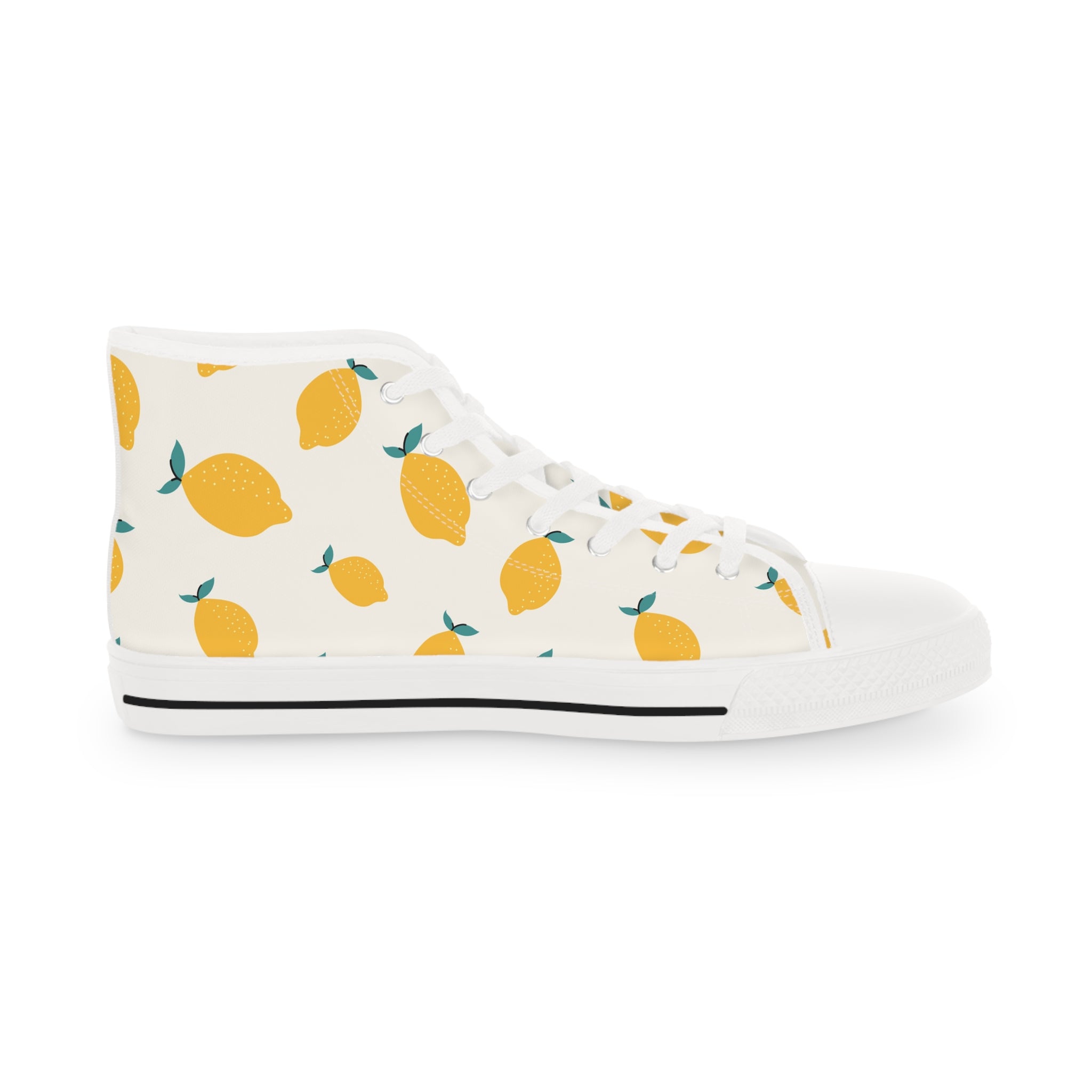 Men’s High-Top Canvas Sneakers with Lemon Print – Fresh and Vibrant Design