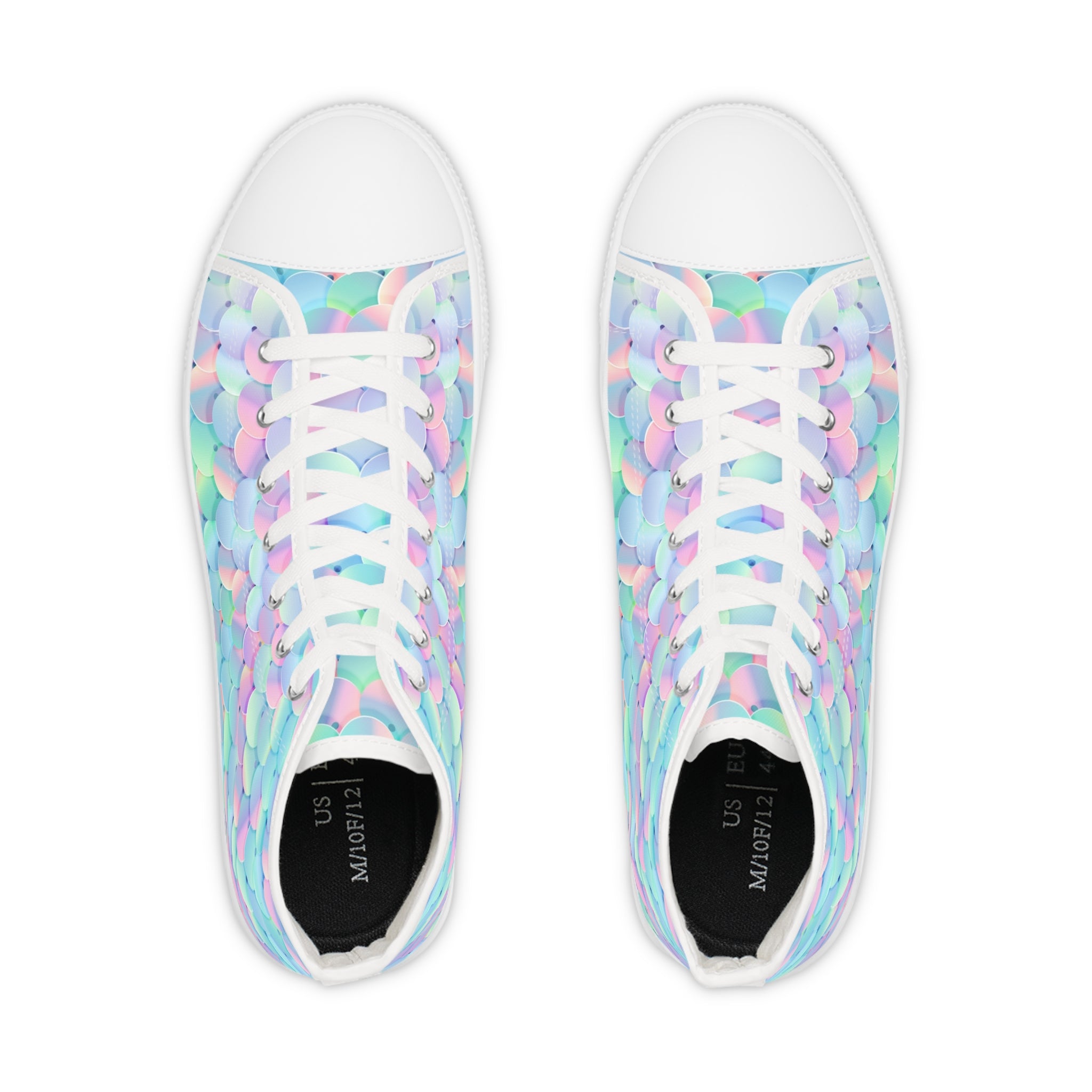 Men’s High-Top Canvas Sneakers with Mermaid Scale Print – Fun and Vibrant Canvas Shoes