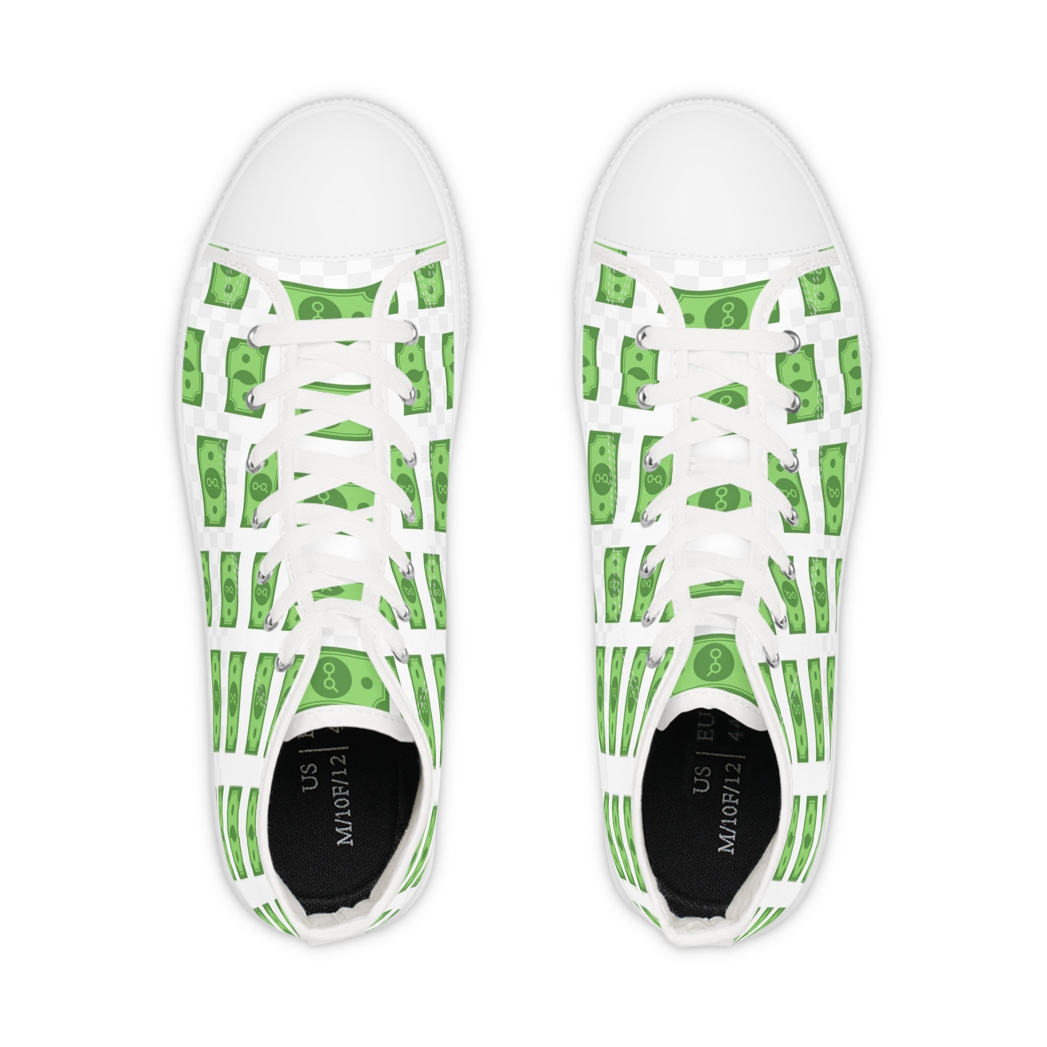 Men’s High-Top Canvas Sneakers with Money Print – Bold & Trendy