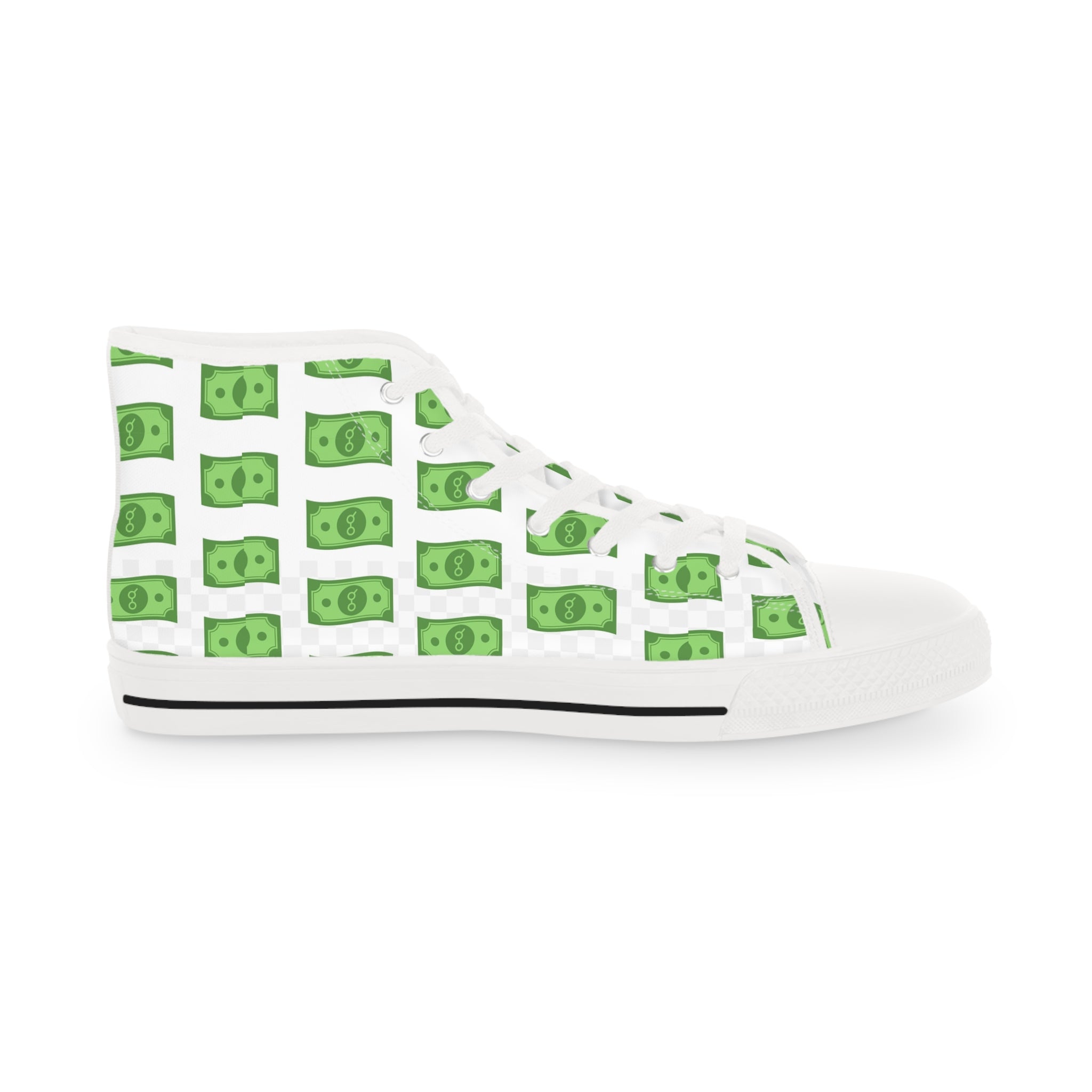 Men’s High-Top Canvas Sneakers with Money Print – Bold & Trendy