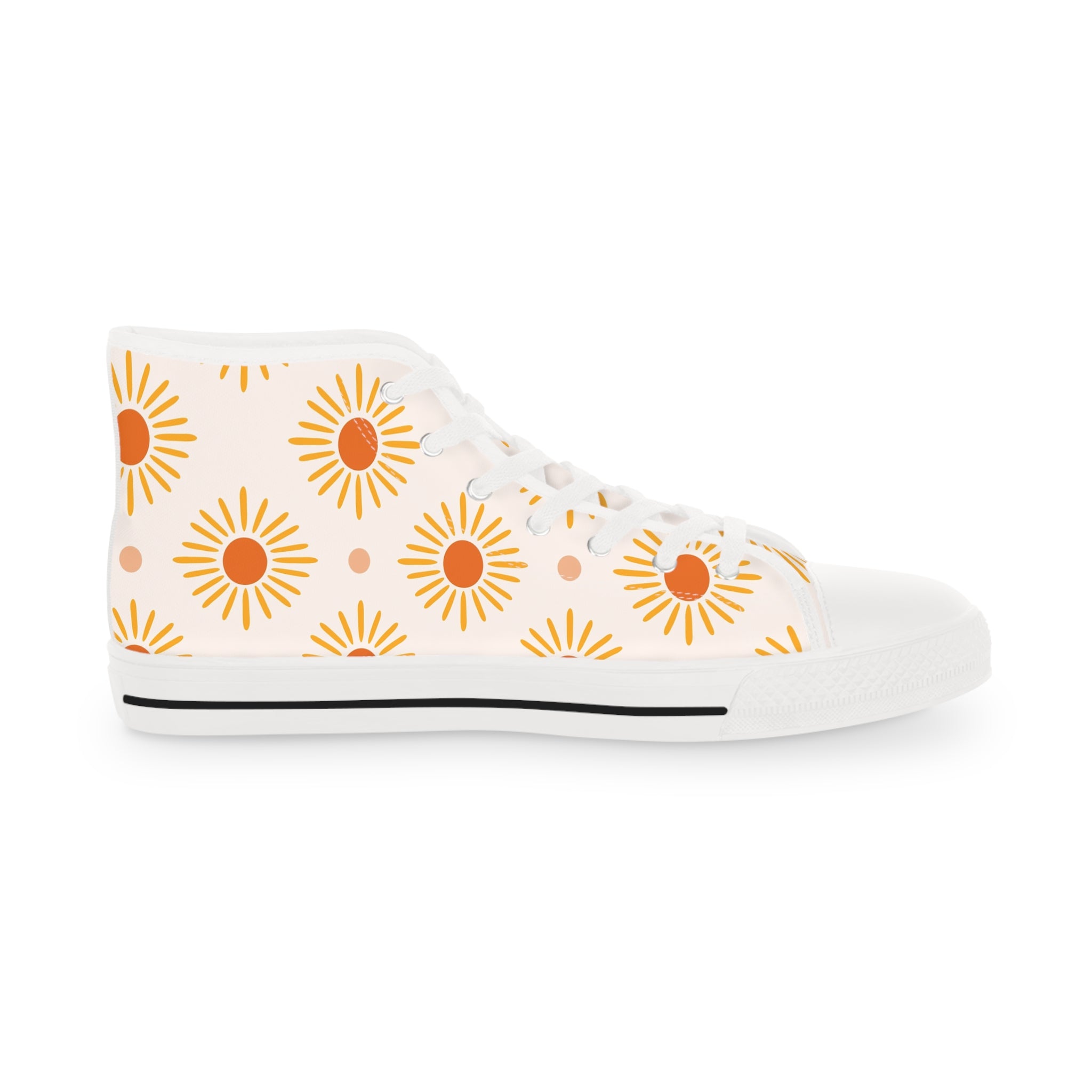 Men’s High-Top Canvas Sneakers with Sunshine Pattern – Bright & Uplifting