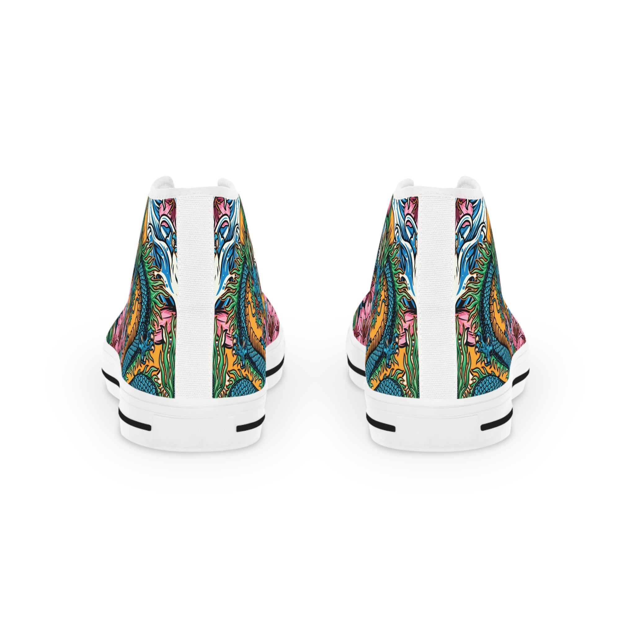 Men’s High-Top Canvas Sneakers with Vibrant Snake and Floral Design – Bold & Stylish