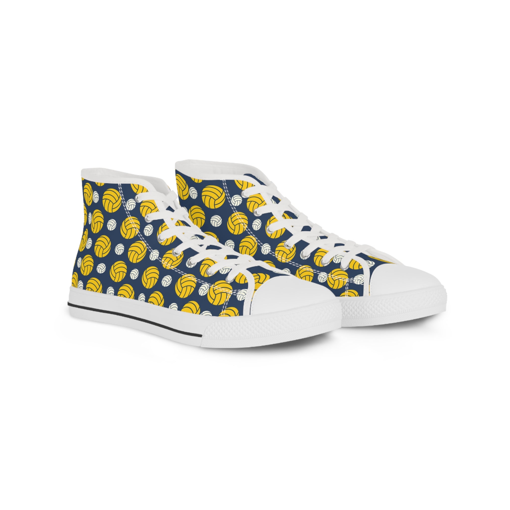 Mens High Top Canvas Sneakers With Volleyball Pattern Athletic Stylish Ecjsy