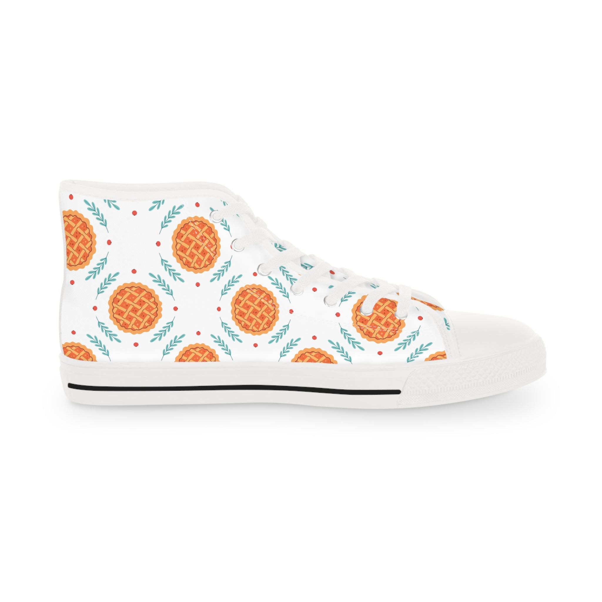 Men’s High-Top Canvas Sneakers with Waffle Print – Fun & Food-Inspired