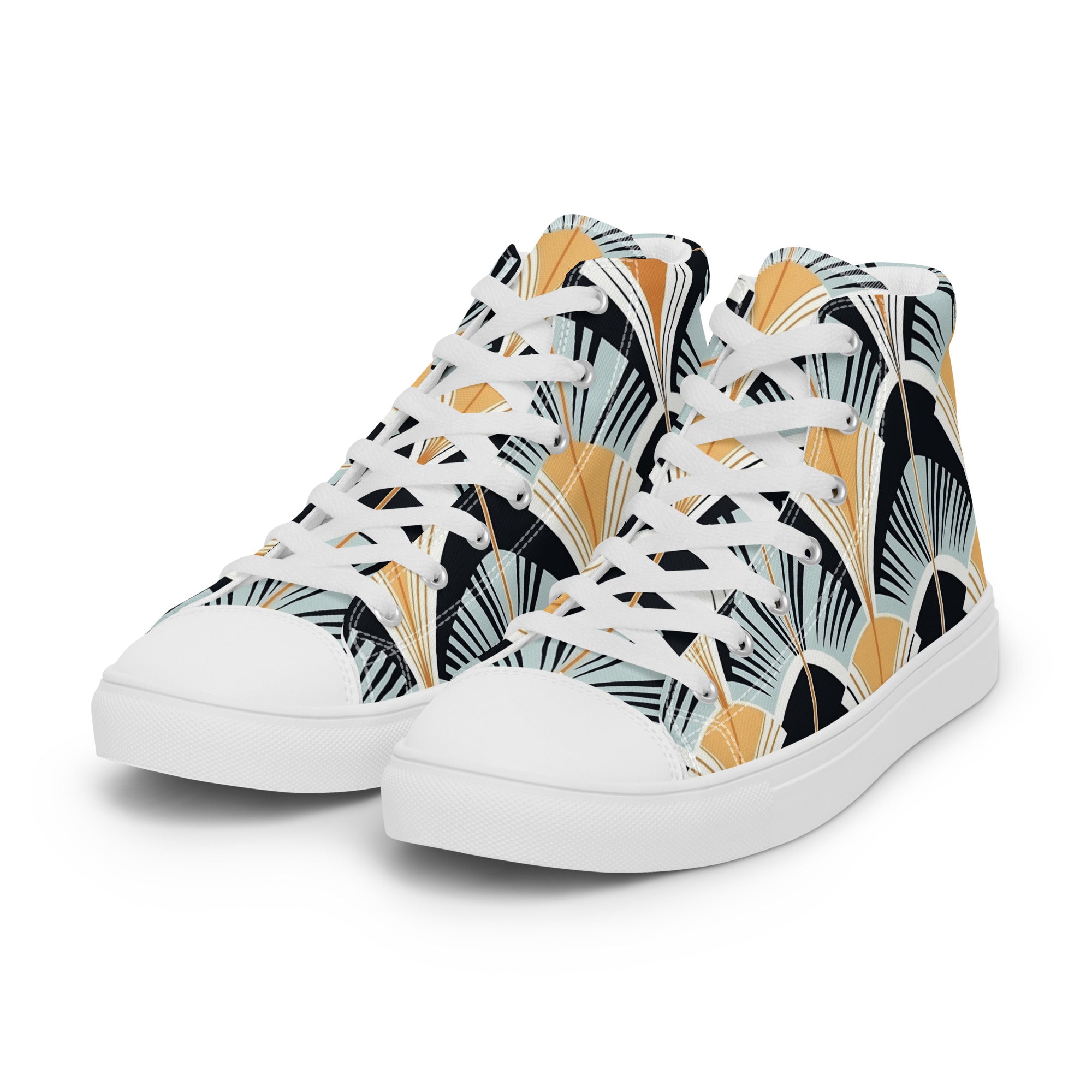 Art Deco Pattern High-Top Sneakers – Stylish Retro Footwear for Casual Outfits