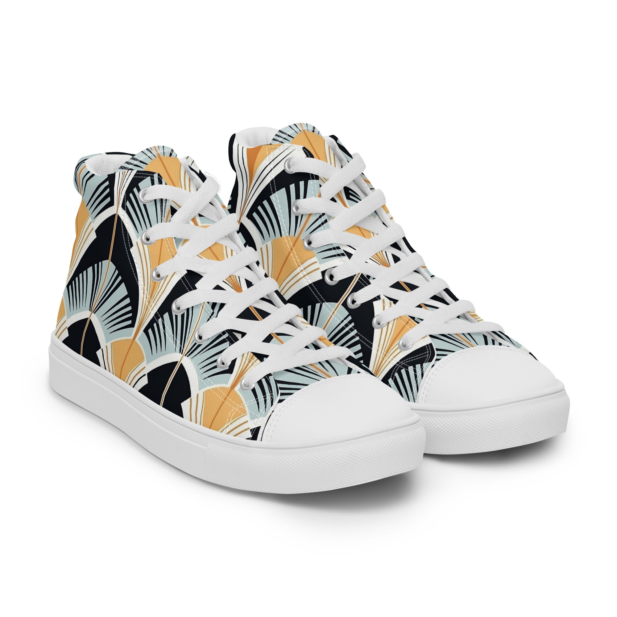 Art Deco Pattern High-Top Sneakers – Stylish Retro Footwear for Casual Outfits