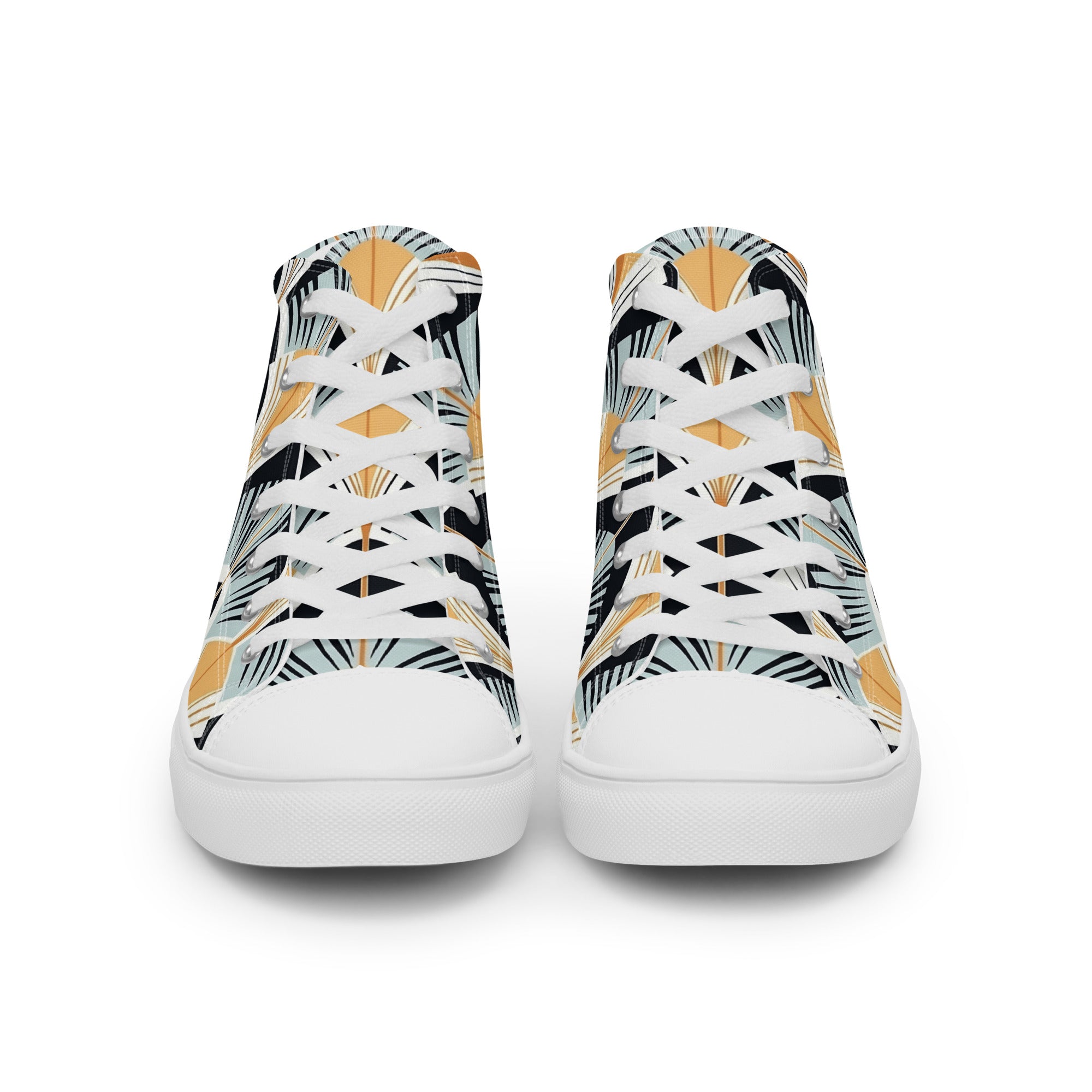 Art Deco Pattern High-Top Sneakers – Stylish Retro Footwear for Casual Outfits