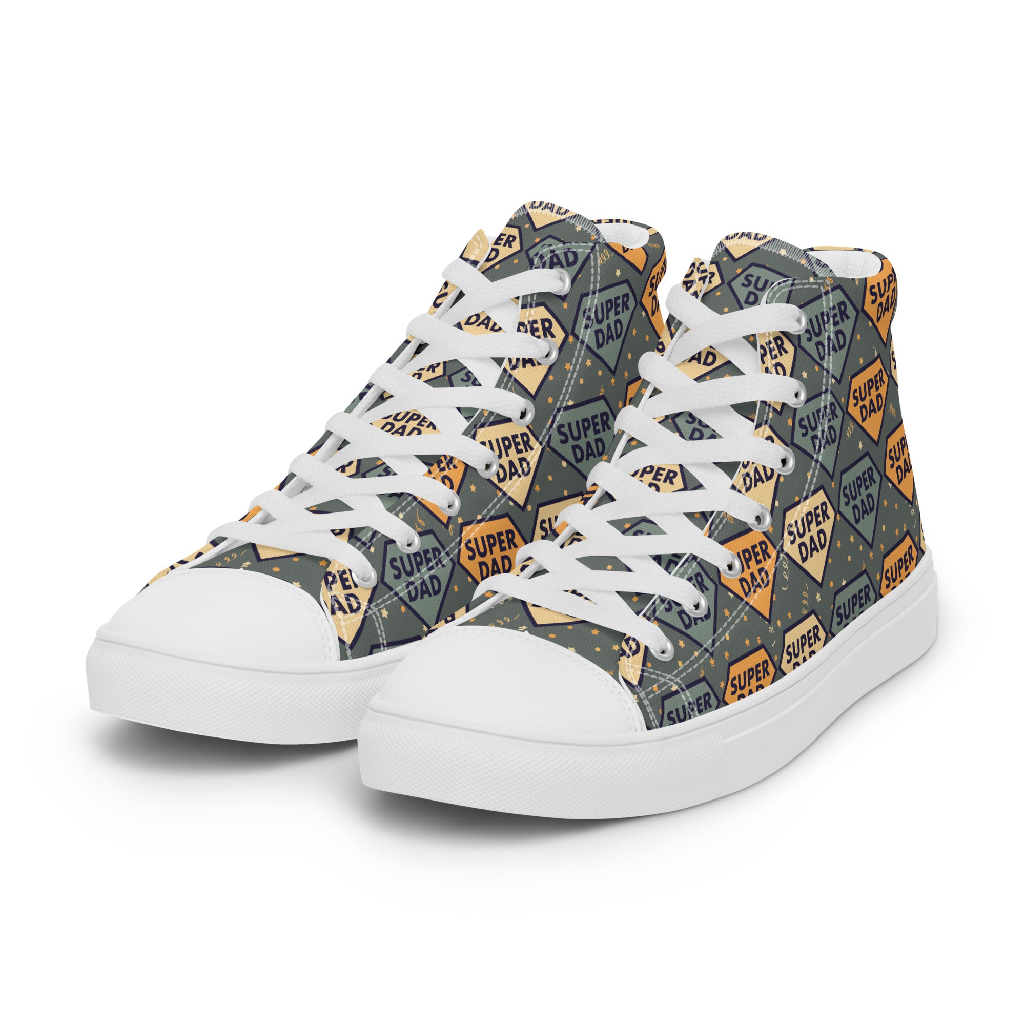 Men’s “Super Dad” High-Top Sneakers, Father’s Day Canvas Casual Shoes