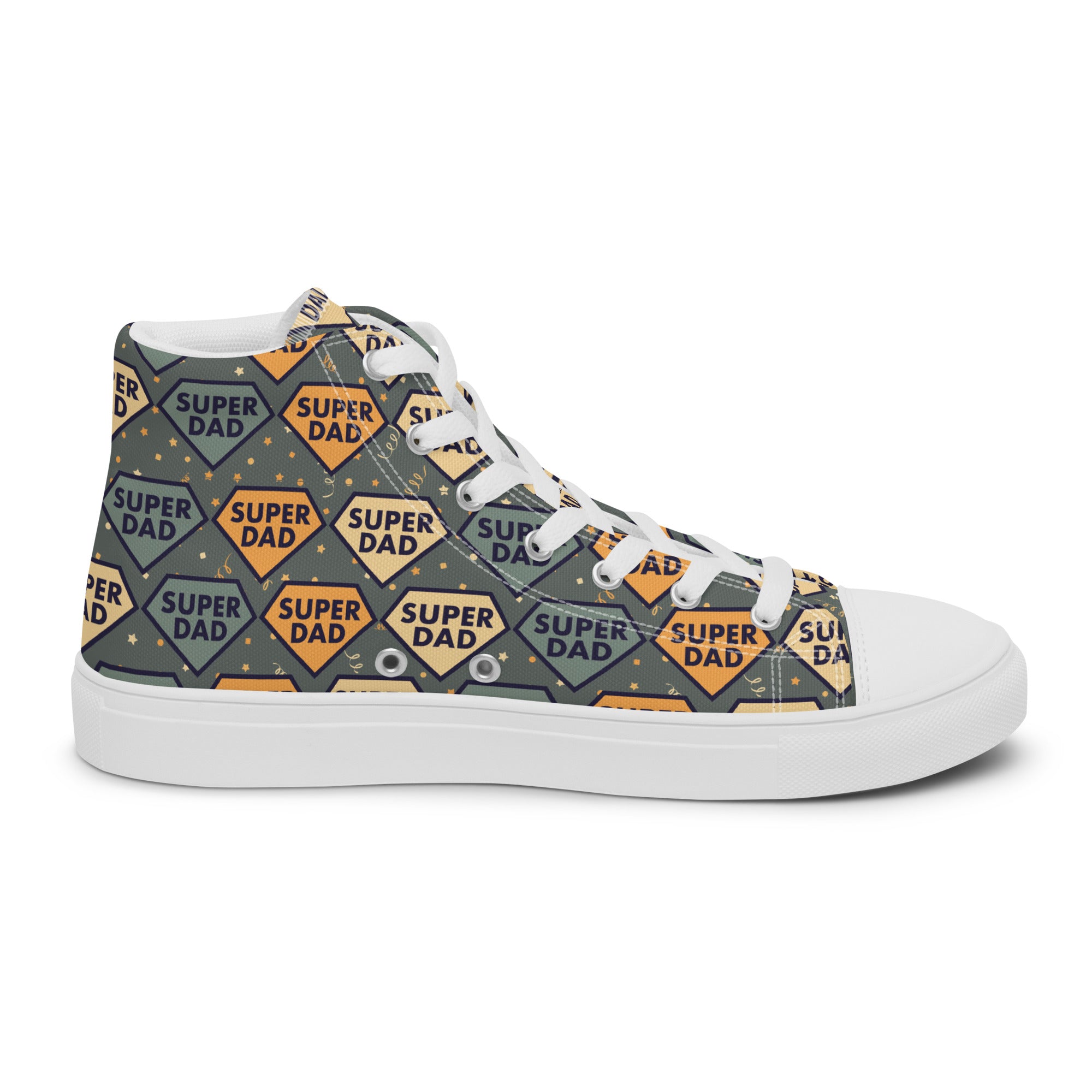 Men’s “Super Dad” High-Top Sneakers, Father’s Day Canvas Casual Shoes