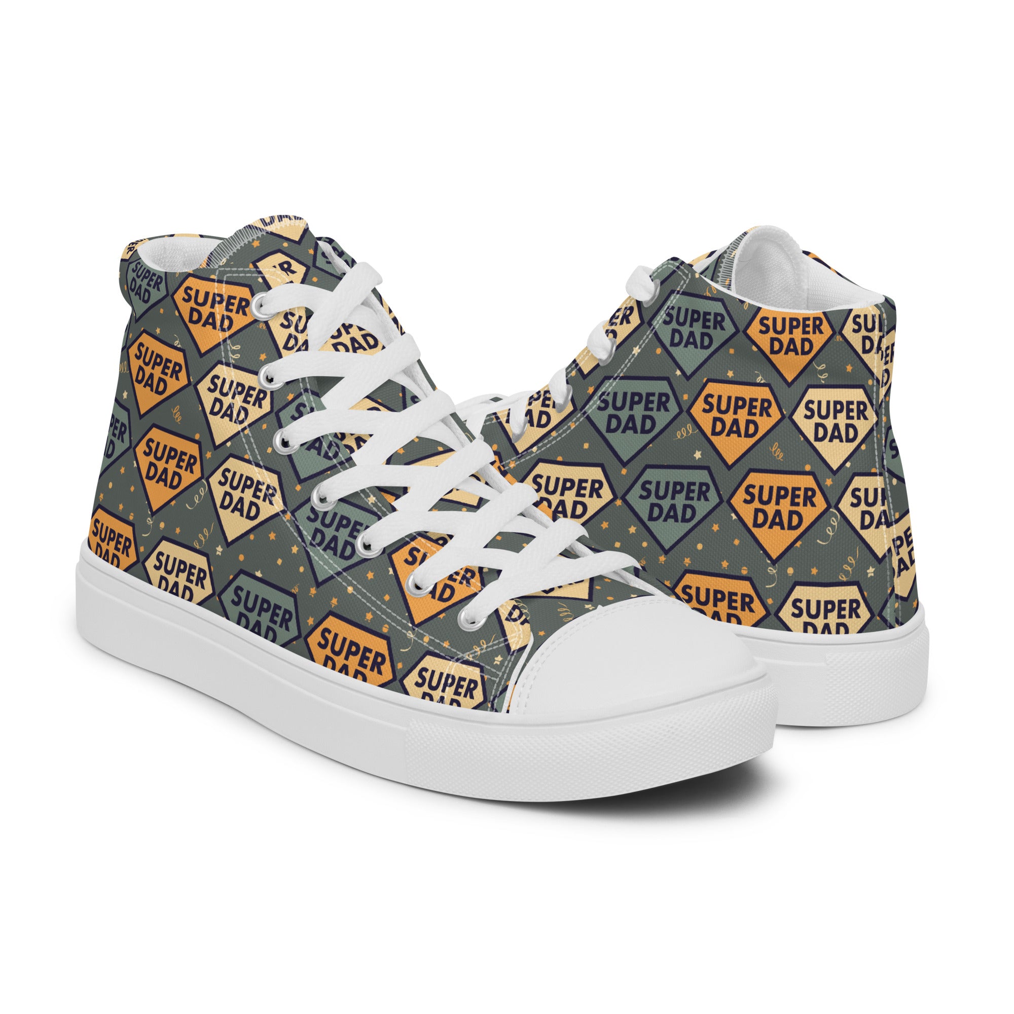 Men’s “Super Dad” High-Top Sneakers, Father’s Day Canvas Casual Shoes