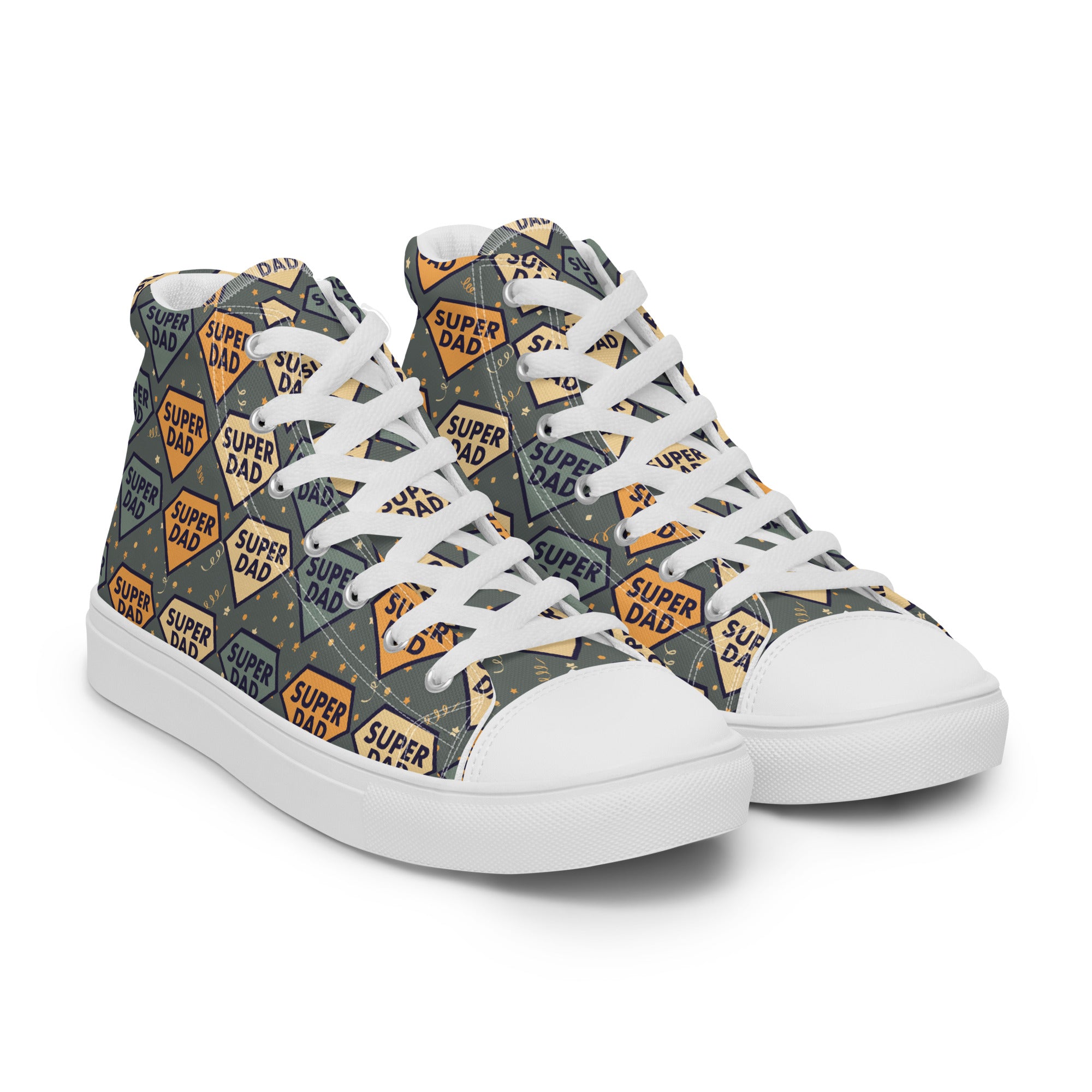 Men’s “Super Dad” High-Top Sneakers, Father’s Day Canvas Casual Shoes