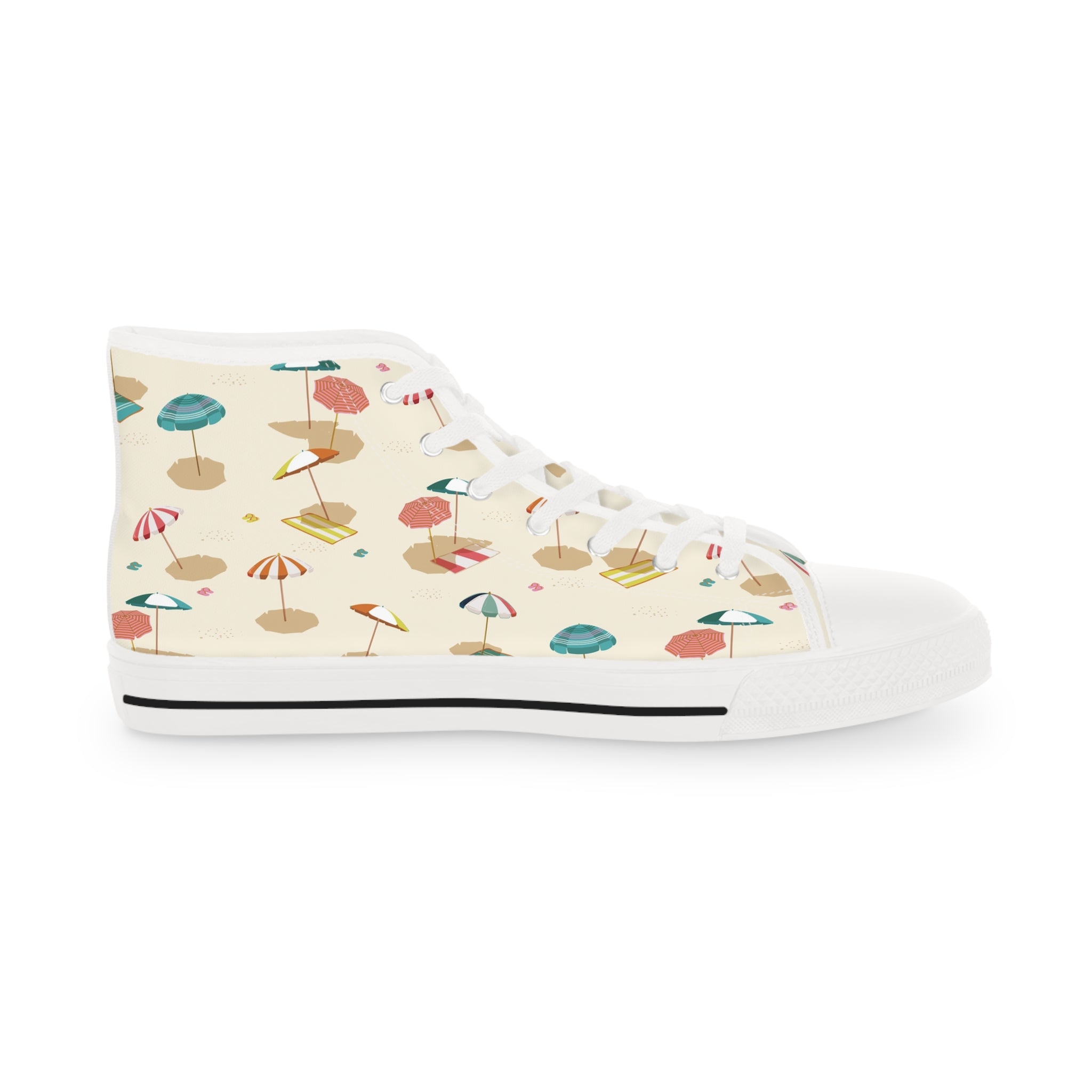 Men’s High-Top Sneakers with Beach Print – Coastal and Relaxed Canvas Shoes