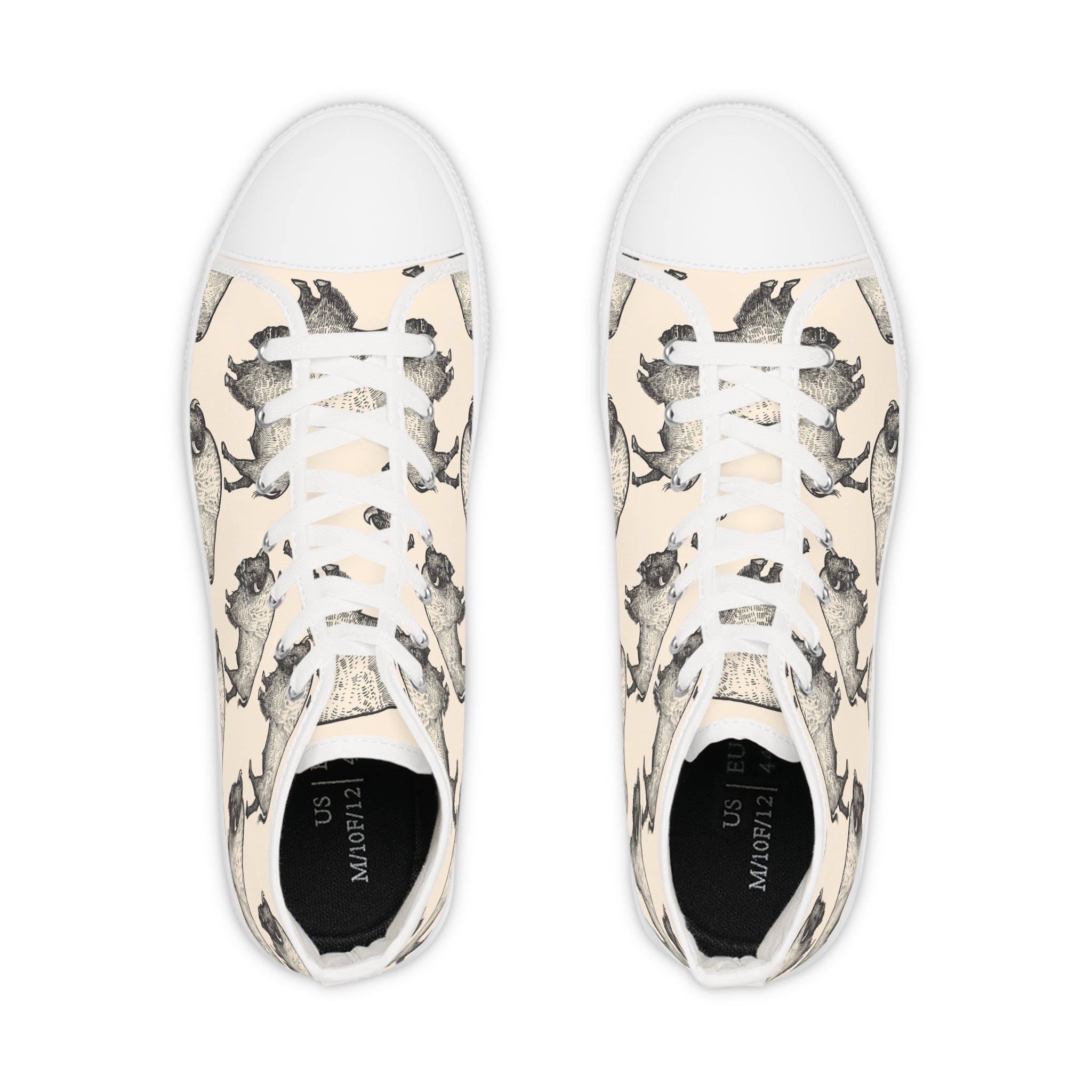 Men’s High-Top Sneakers with Bison Print – Vintage and Bold Canvas Shoes