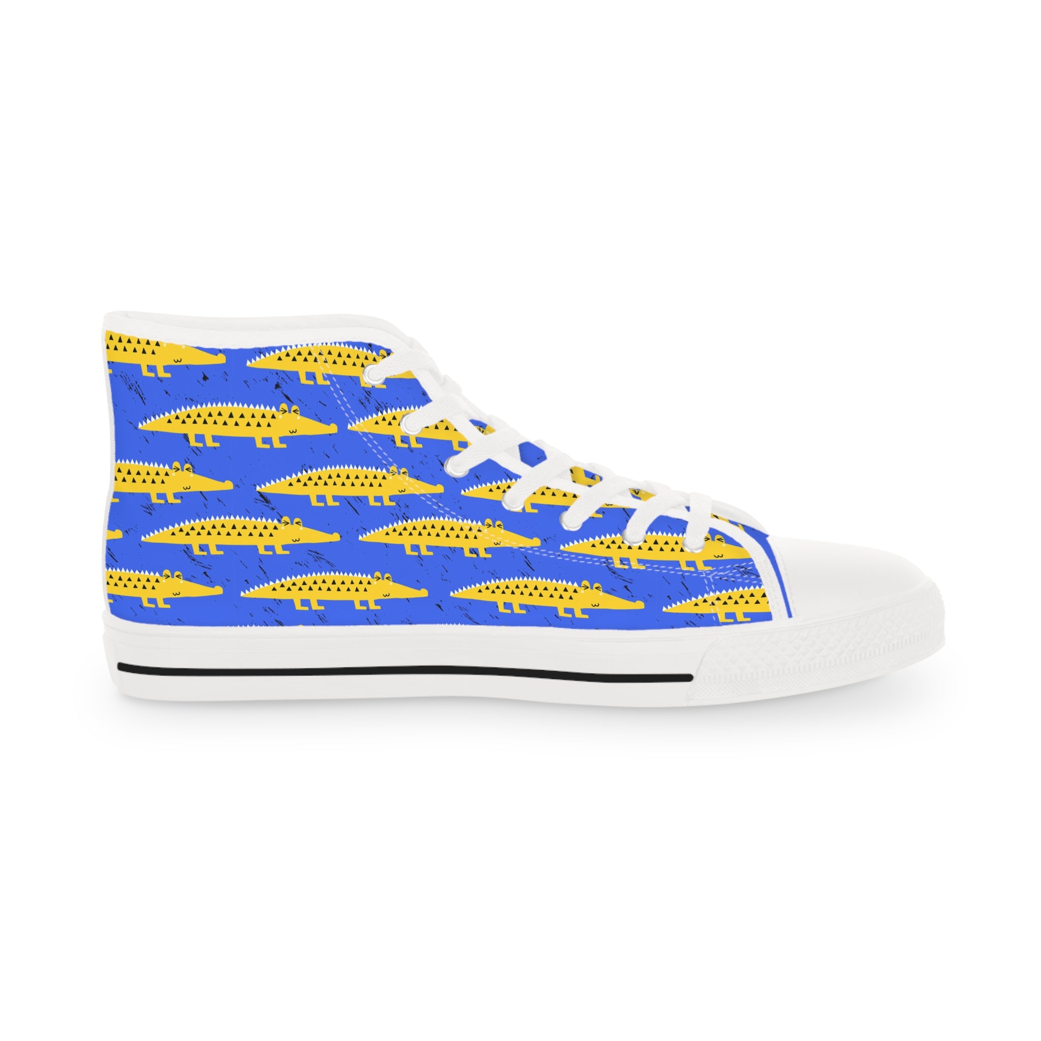 Men’s High-Top Sneakers with Bold Crocodile Print – Vibrant Canvas Shoes