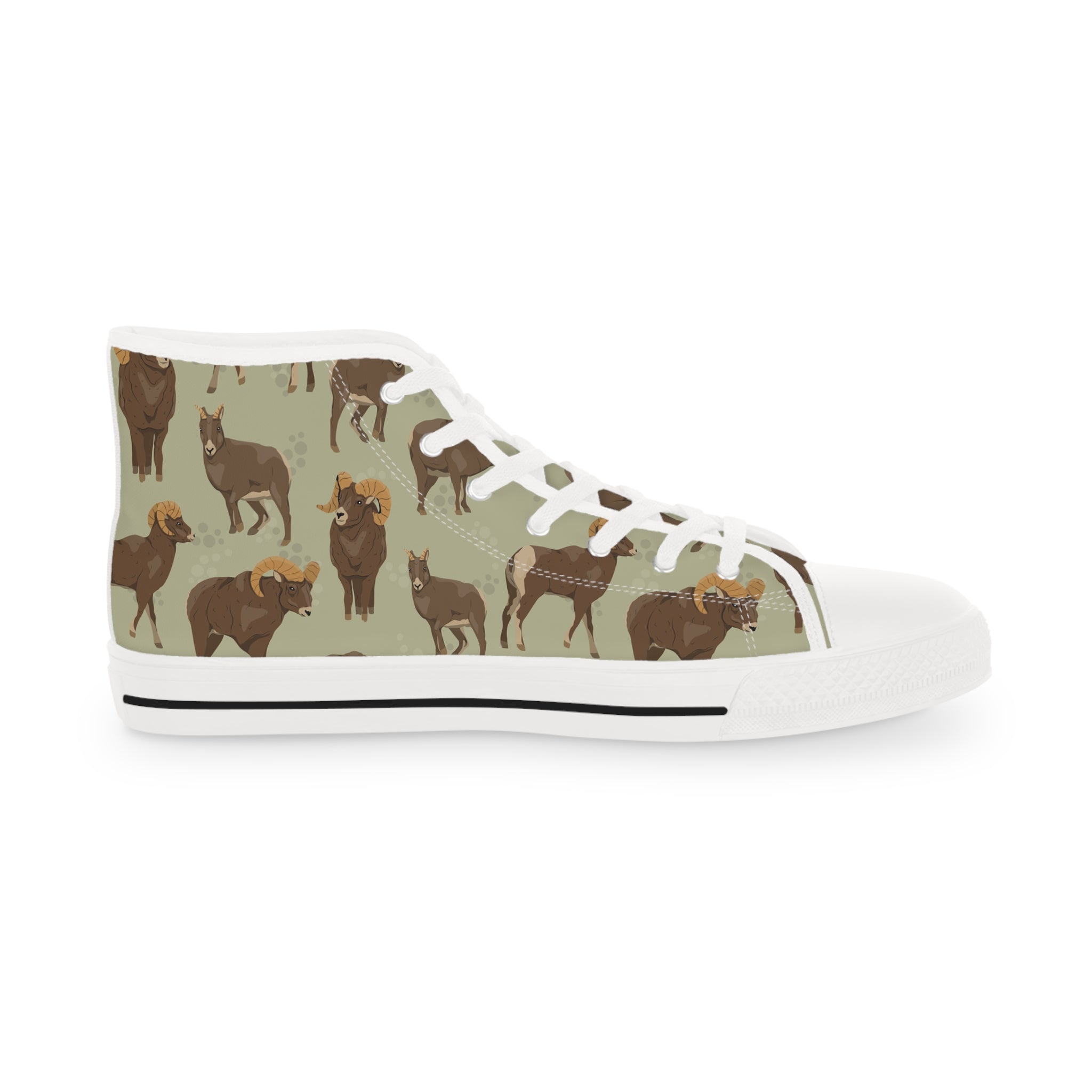 Men’s High-Top Sneakers with Buffalo Print – Unique and Rustic Canvas Shoes