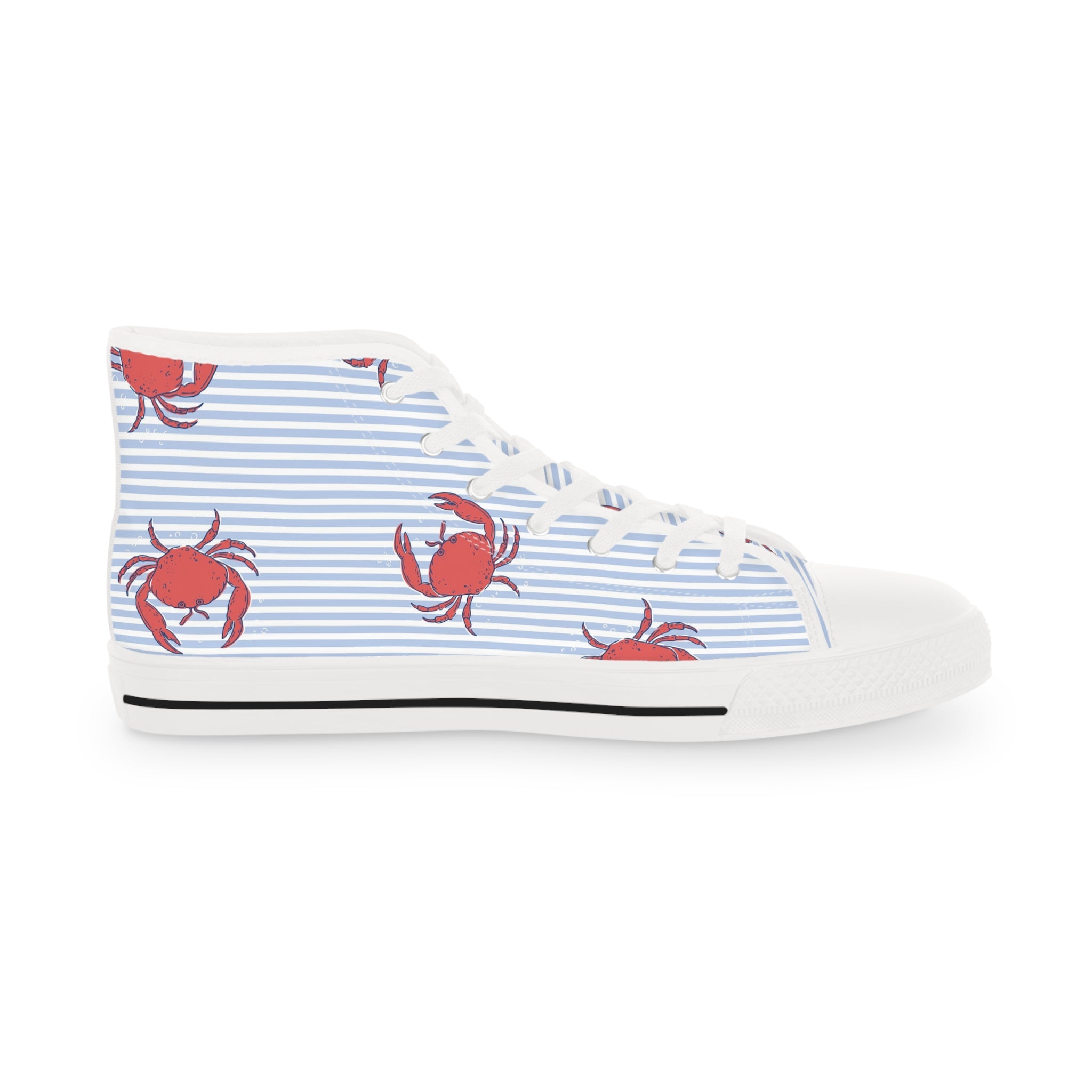 Men’s High-Top Sneakers with Crab Stripe Print – Coastal and Casual Design