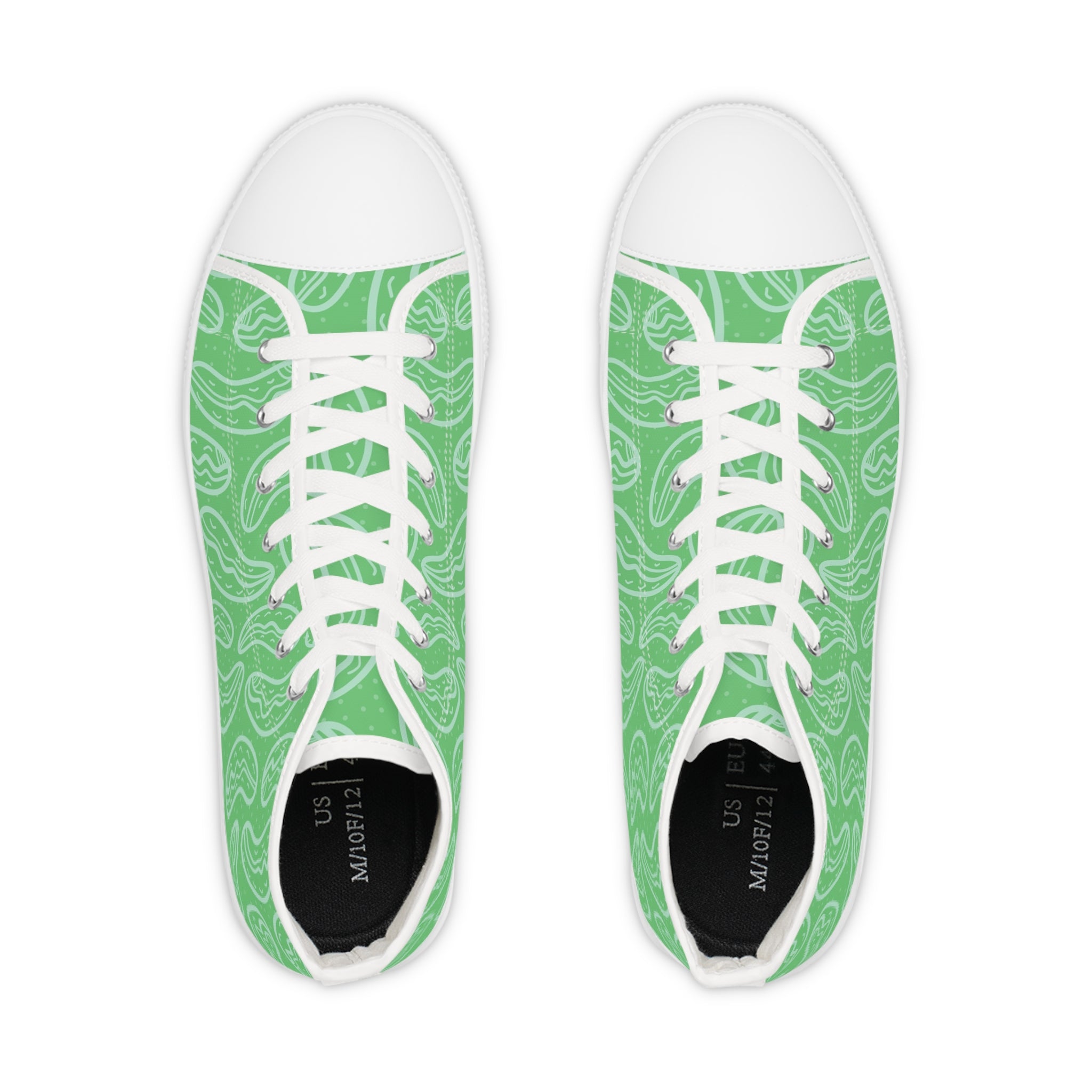 Men’s High-Top Sneakers with Cucumber Print – Fresh and Light Canvas Shoes