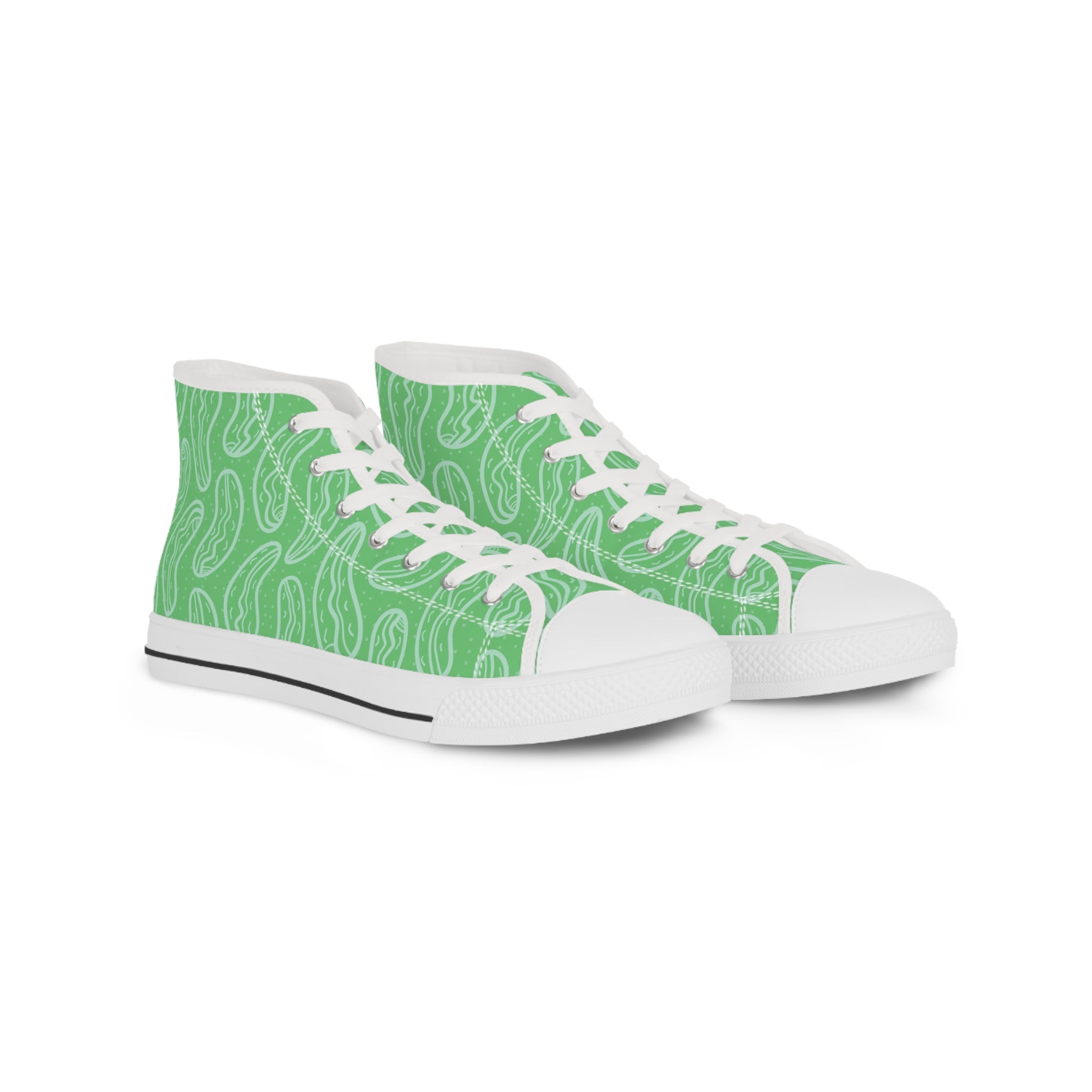 Mens High Top Sneakers With Cucumber Print Fresh And Light Canvas Shoes Bubca