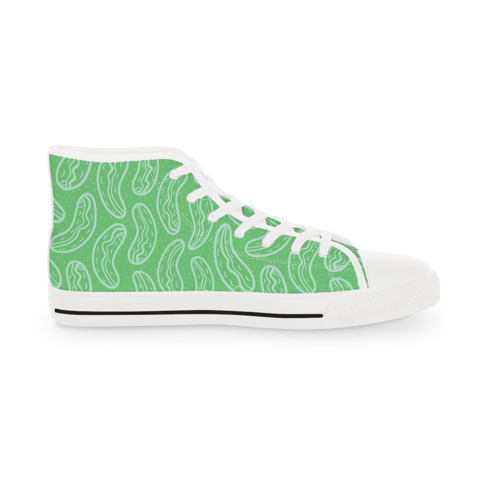 Men’s High-Top Sneakers with Cucumber Print – Fresh and Light Canvas Shoes